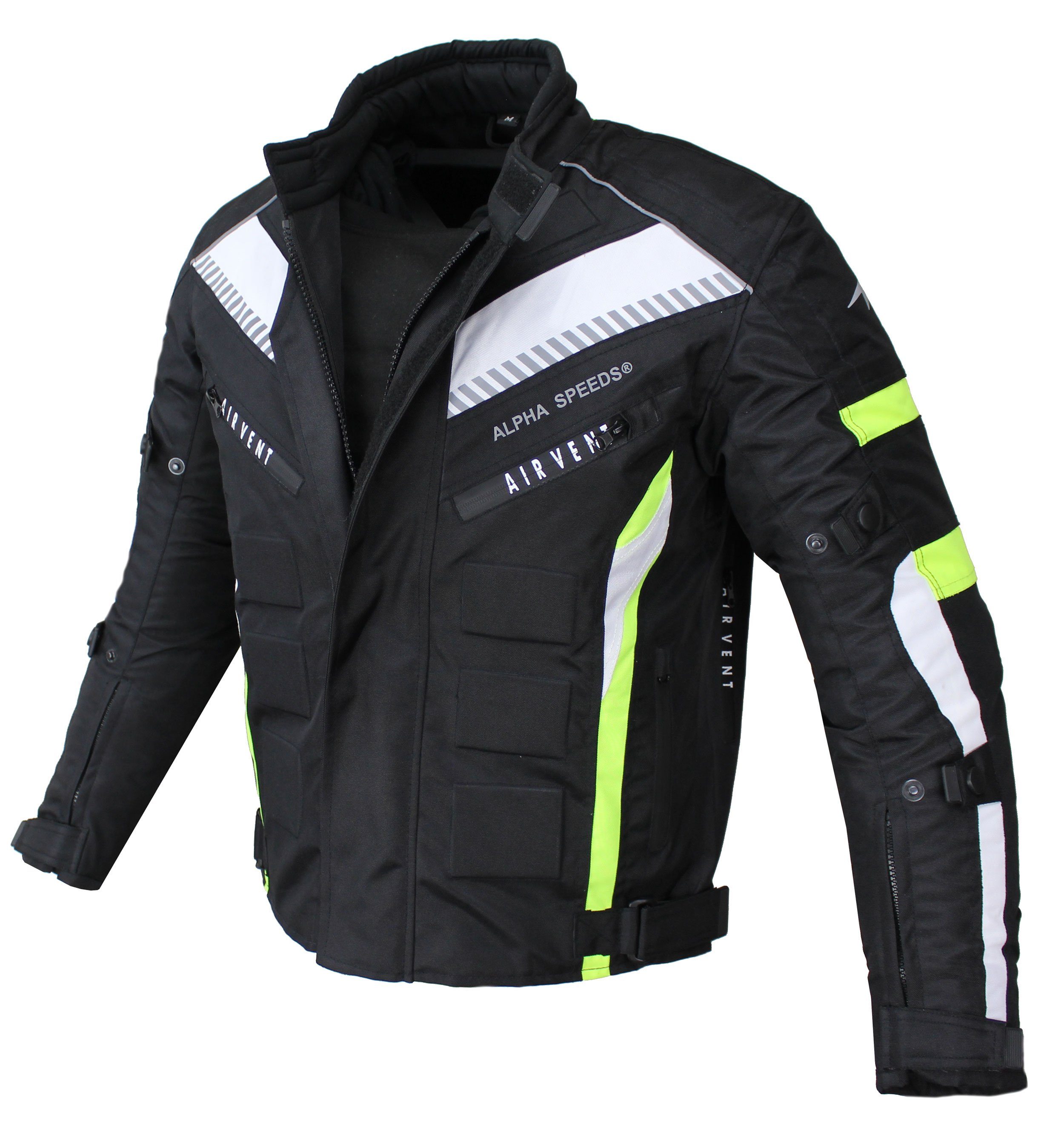 Alpha Speeds Motorradjacke Herren Motorrad Biker Textil Jacke Wasserdicht Jacke mit Protektoren (Belüftungssysteme) Innenjacke ist trennbar: All Season, SLIM Fl – Bild 4 von 5