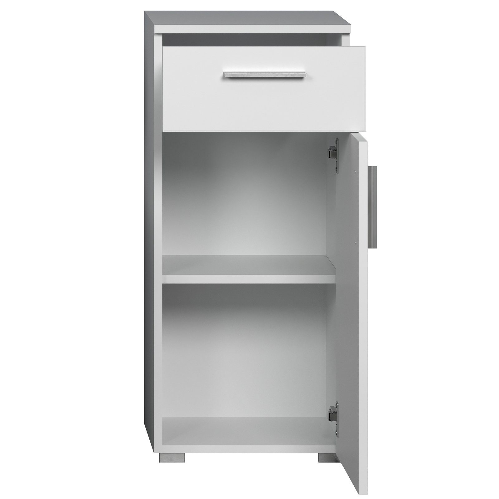 trendteam Midischrank Badkommode Badezimmerschrank Badschrank Kommode Weiß 37x83x31cm