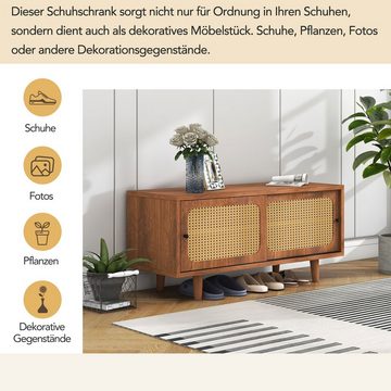OKWISH Schuhschrank Schuhkarton (mit 2 Türen mit verstellbare Ablage Walnussfarbe formschöner Schuhschrank, Für Flur, Wohn- und Schlafzimmer) 104x40x48 cm