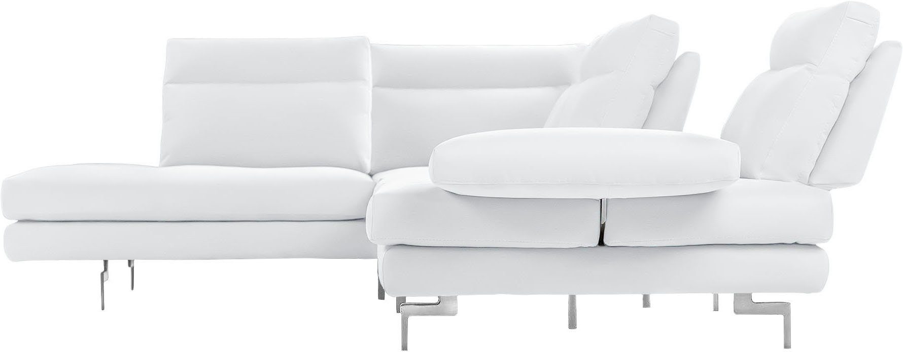 CALIA ITALIA Ecksofa Toby Wing, B/T: 288/232 cm, Multifunktionssofa, Designsofa, L-Form, Sitztiefenverstellung und Armteilfunktion, Füße chrom glänzend