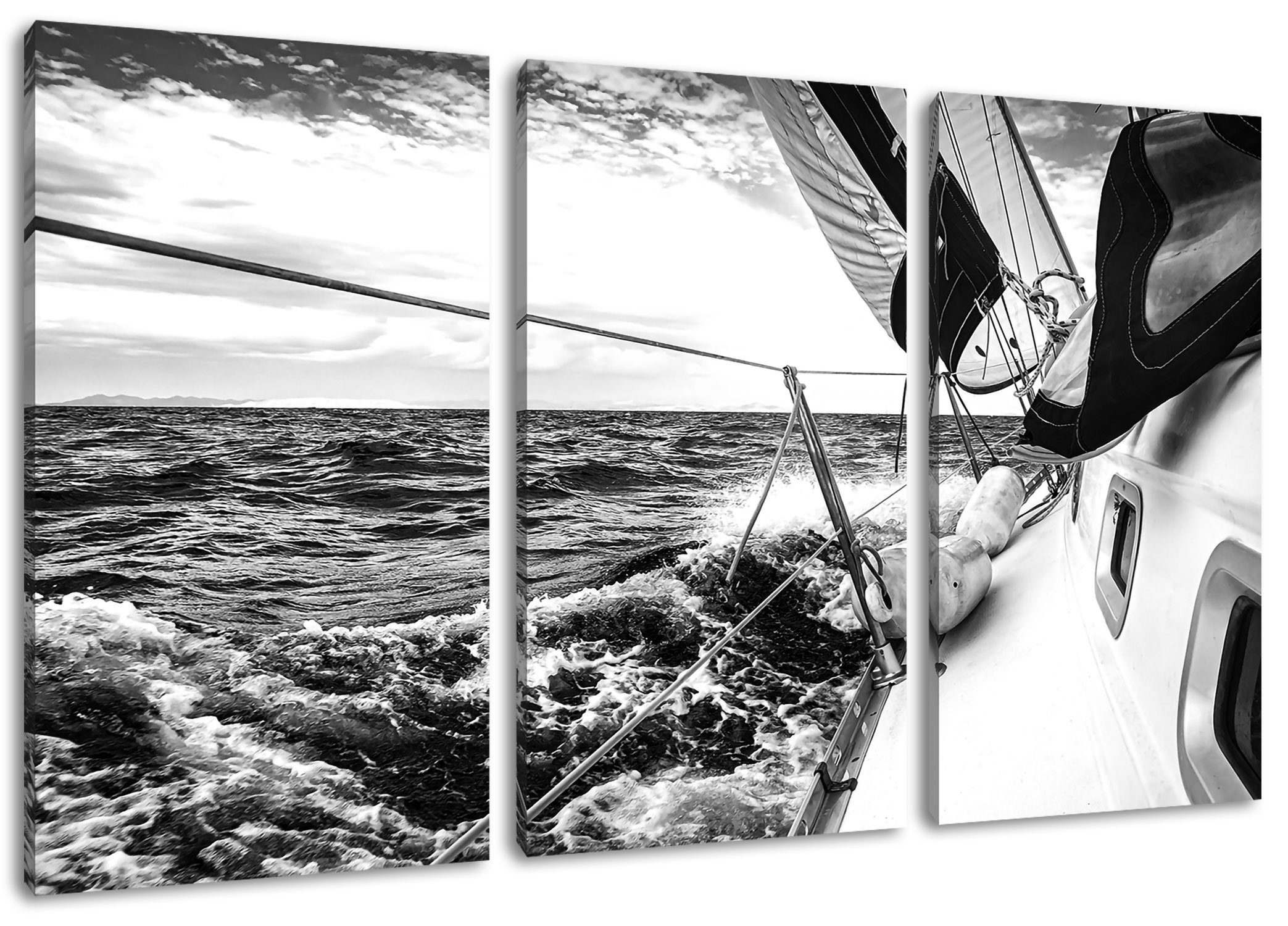 Pixxprint Leinwandbild Segel der Yacht, Segel der Yacht 3Teiler (120x80cm) (1 St), Leinwandbild fertig bespannt, inkl. Zackenaufhänger