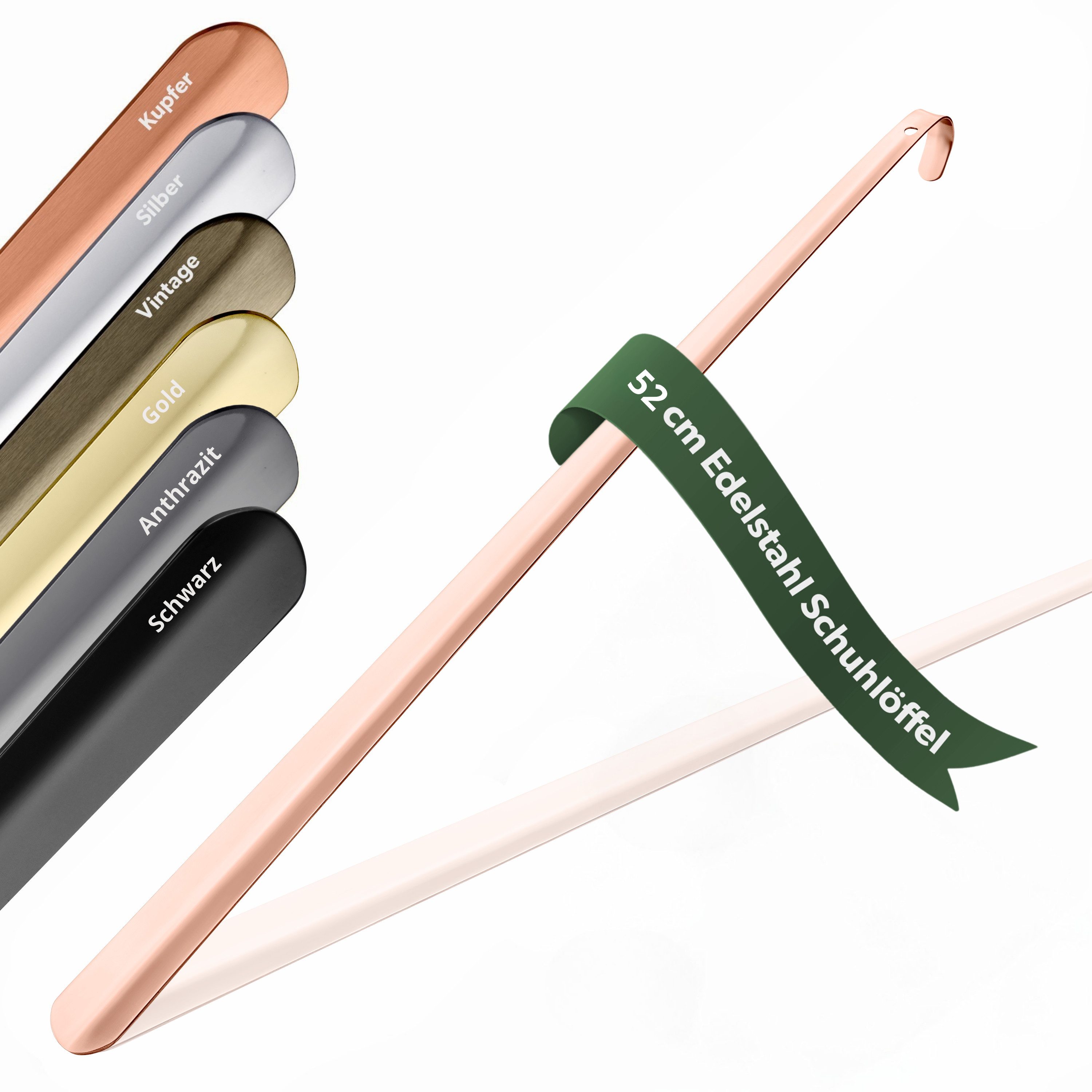 Schuhlöffel 52cm Edelstahl Roségold poliert