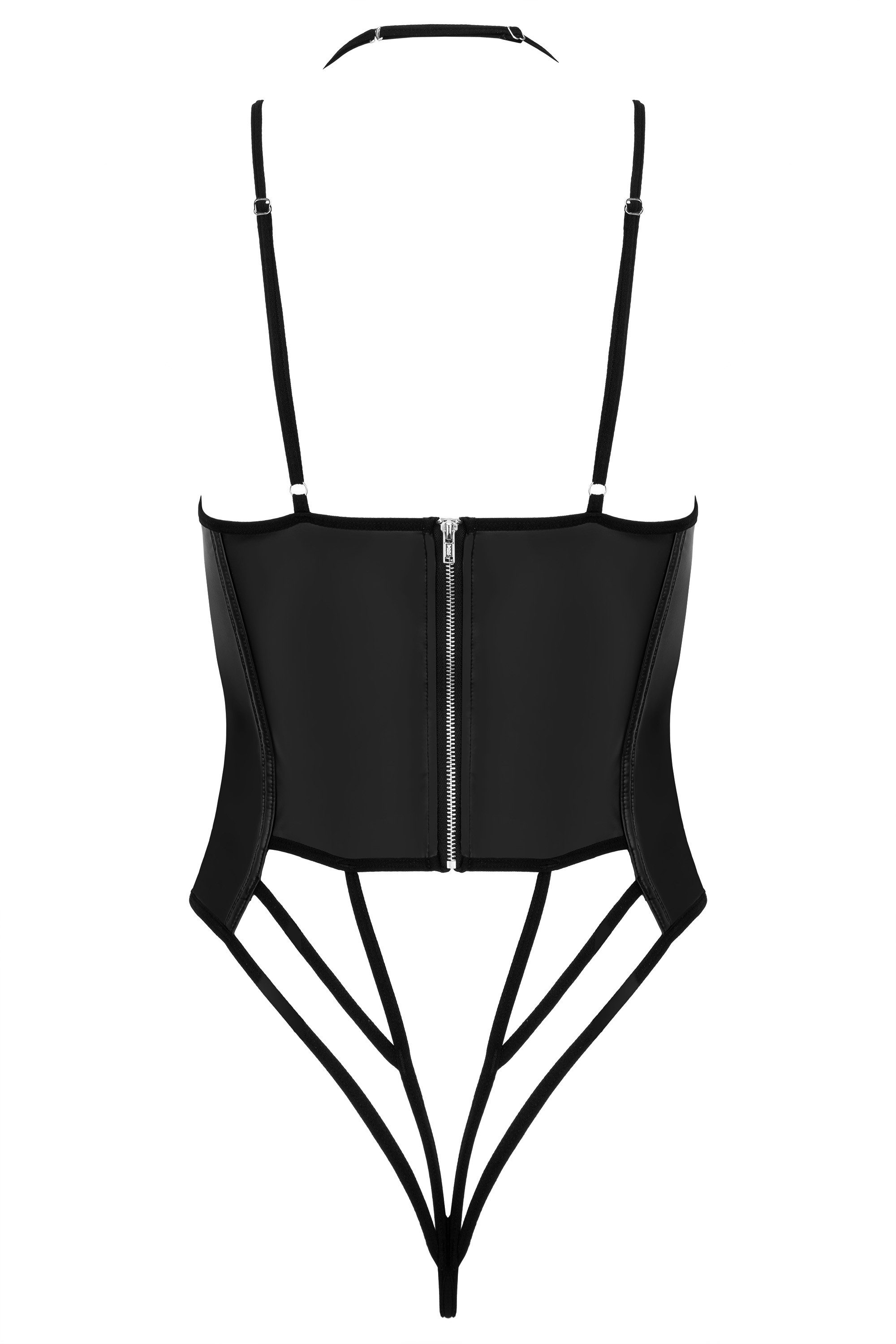 KOTEK Body Stringbody Blackelia schwarz Wetlook Reißverschluss