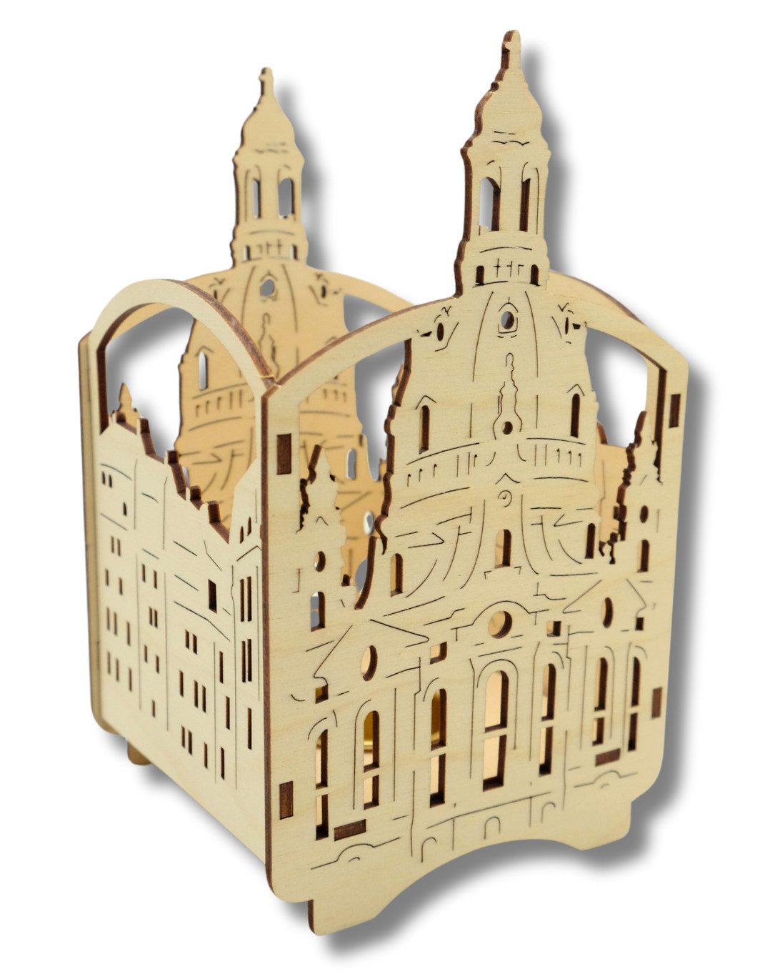 DeColibri Teelichthalter Teelichthalter Windlicht Dresdner Frauenkirche Dresden, Souvenir (Packung), Traditionelle Holzkunst aus dem Erzgebirgsvorland