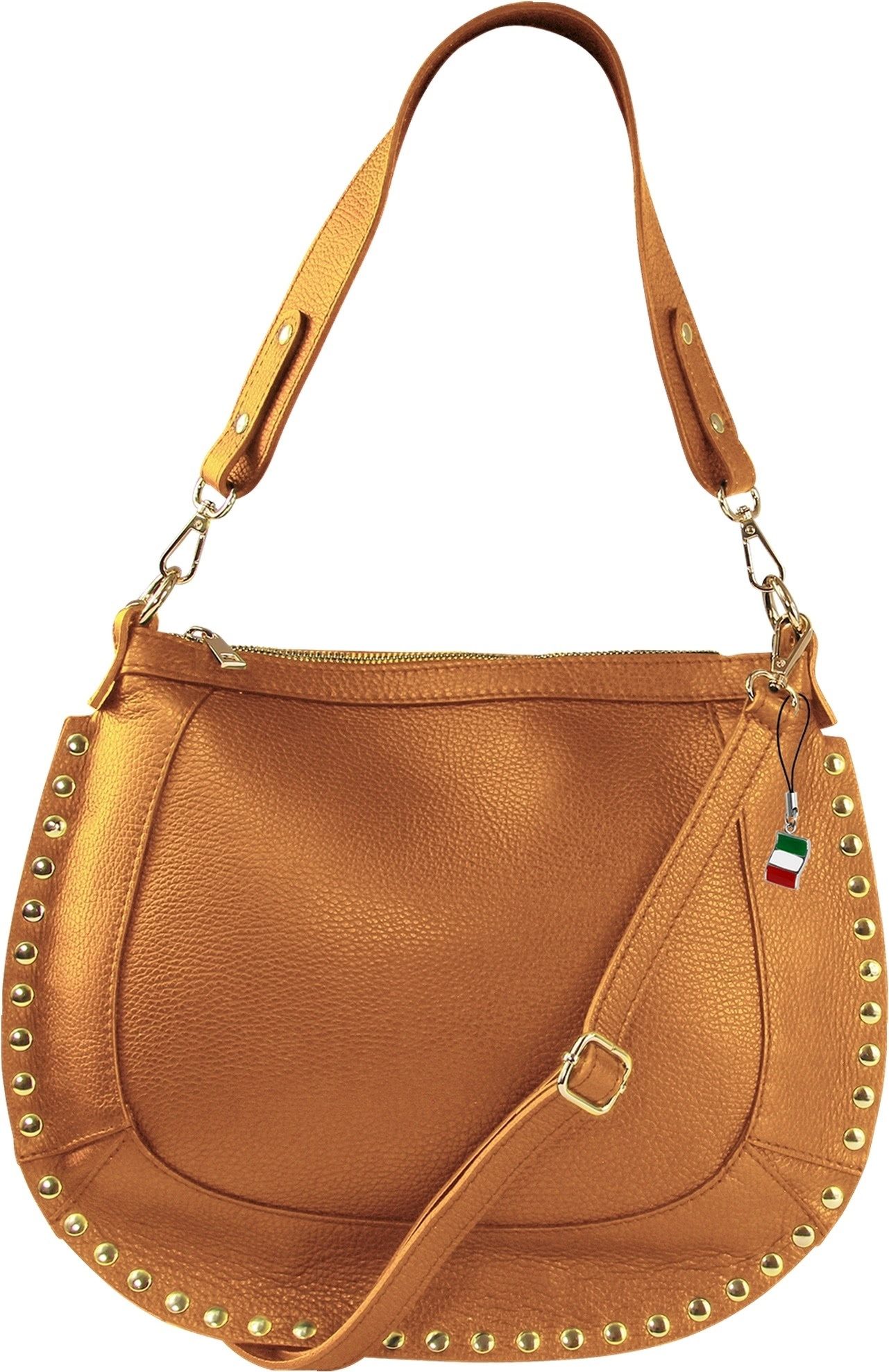 FLORENCE Schultertasche Florence Umhängetasche Damen Satteltasche (Schultertasche), Damen Schultertasche, Umhängetasche Leder, tan,braun ca. 36cmxca. 29cm