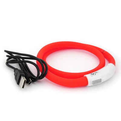 PRECORN Hunde-Halsband »LED USB Halsband Hund Silikon Hundehalsband Leuchthalsband für Hunde aufladbar per USB (Größe S-L auf 18-65 cm individuell kürzbar)«, Silikon