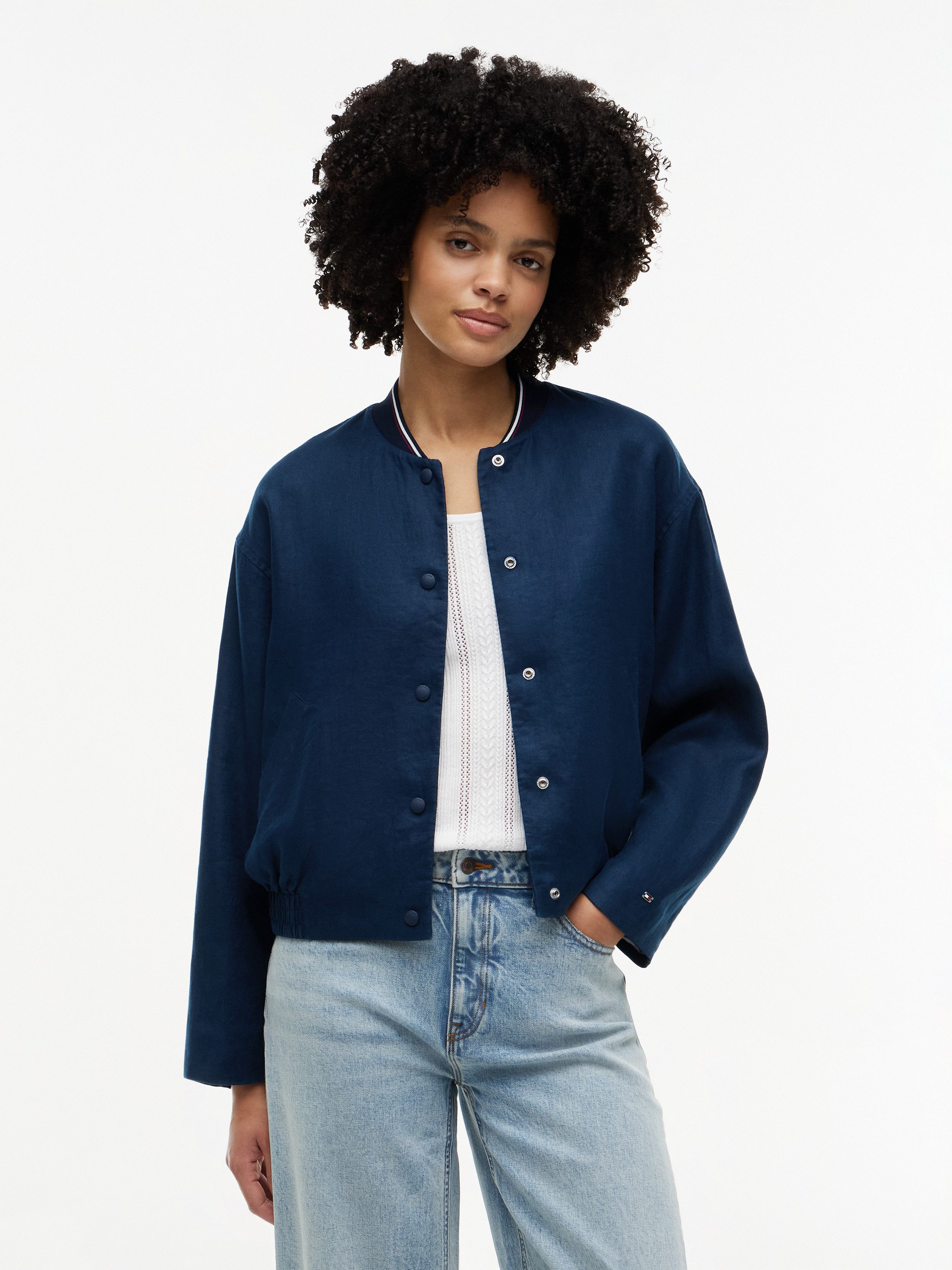 Tommy Hilfiger Bomberjacke RWB LINEN BOMBER Leinen