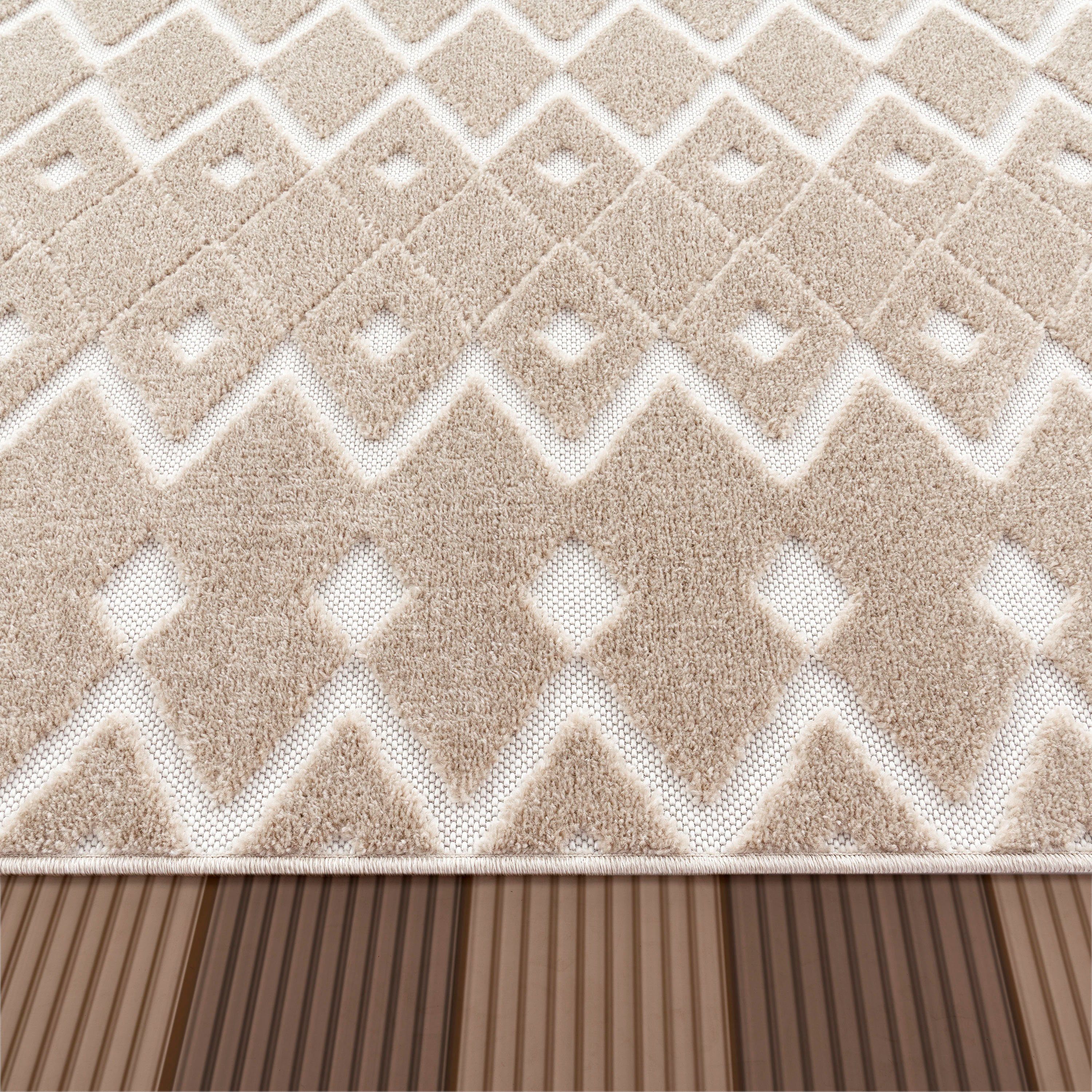 Teppich Stilo 868, Paco Home, rechteckig, Höhe: 10 mm, Hoch-Tief Effekt,  Rauten, auch als Läufer, In- und Outdoor geeignet | Kurzflor-Teppiche