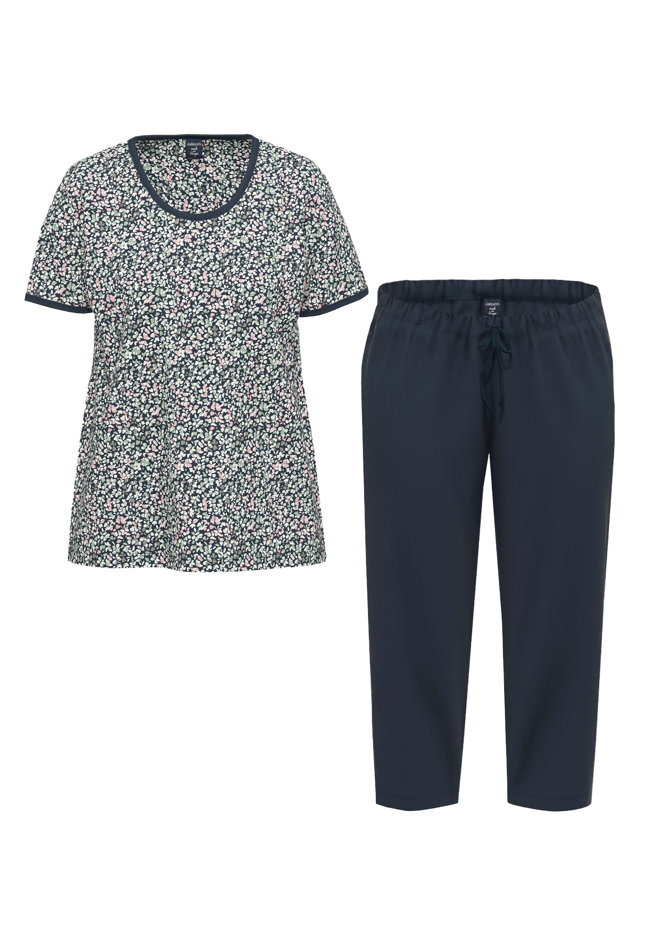 Ammann Pyjama Organic Cotton (Set, Lounge-Set 2 T-Shirt und Kurzarm 3/4-Hose - aus Baumwolle Schlafanzug - tlg)