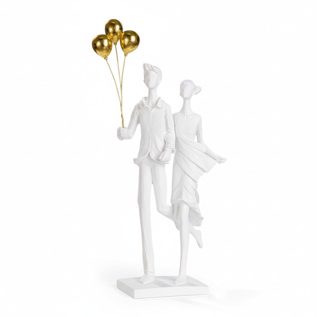 GILDE Dekoobjekt Skulptur Paar mit Ballons 55555 Poly 17 x 31 cm