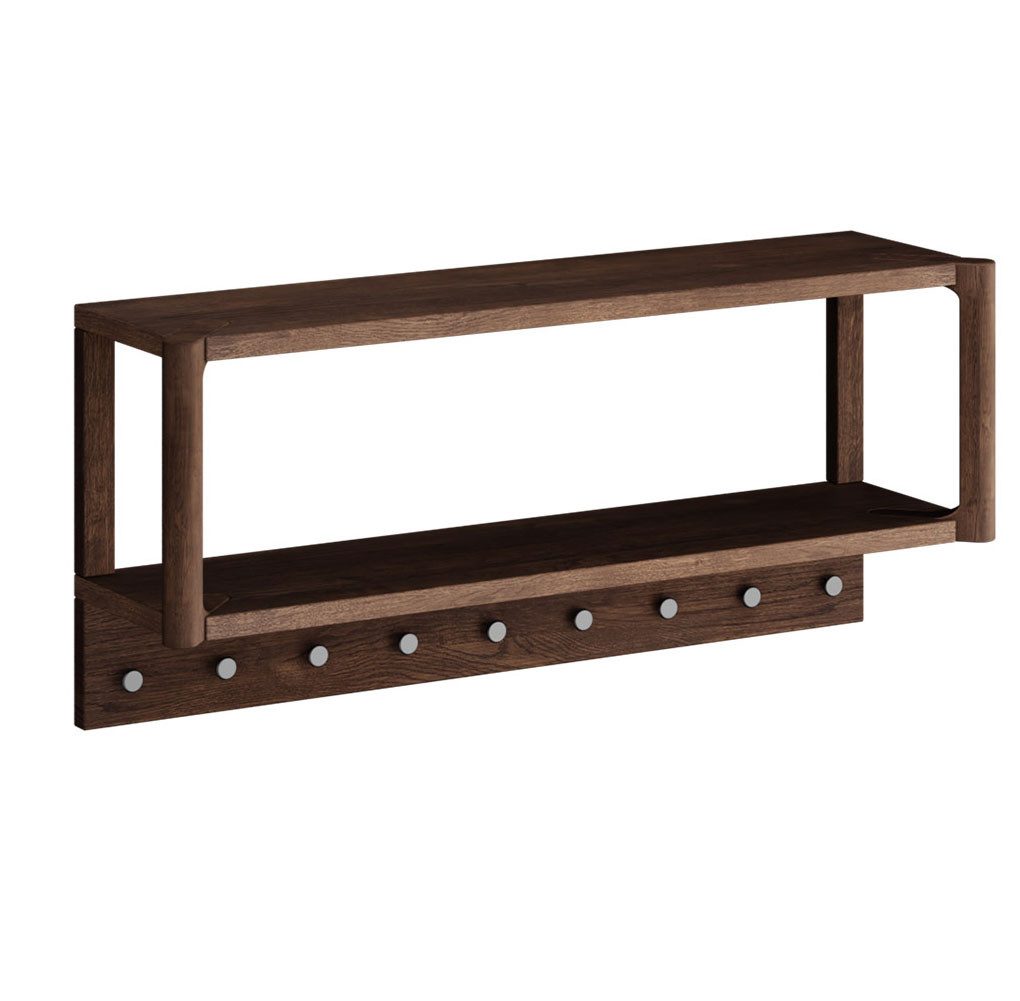 Feldmann-Wohnen Wandgarderobe Campi (mit Ablageflächen, mit Kleiderhaken, 1 St., moderne Optik, mit Ablageflächen, mit Kleiderhaken), Massivholz geölt Eiche Tabak