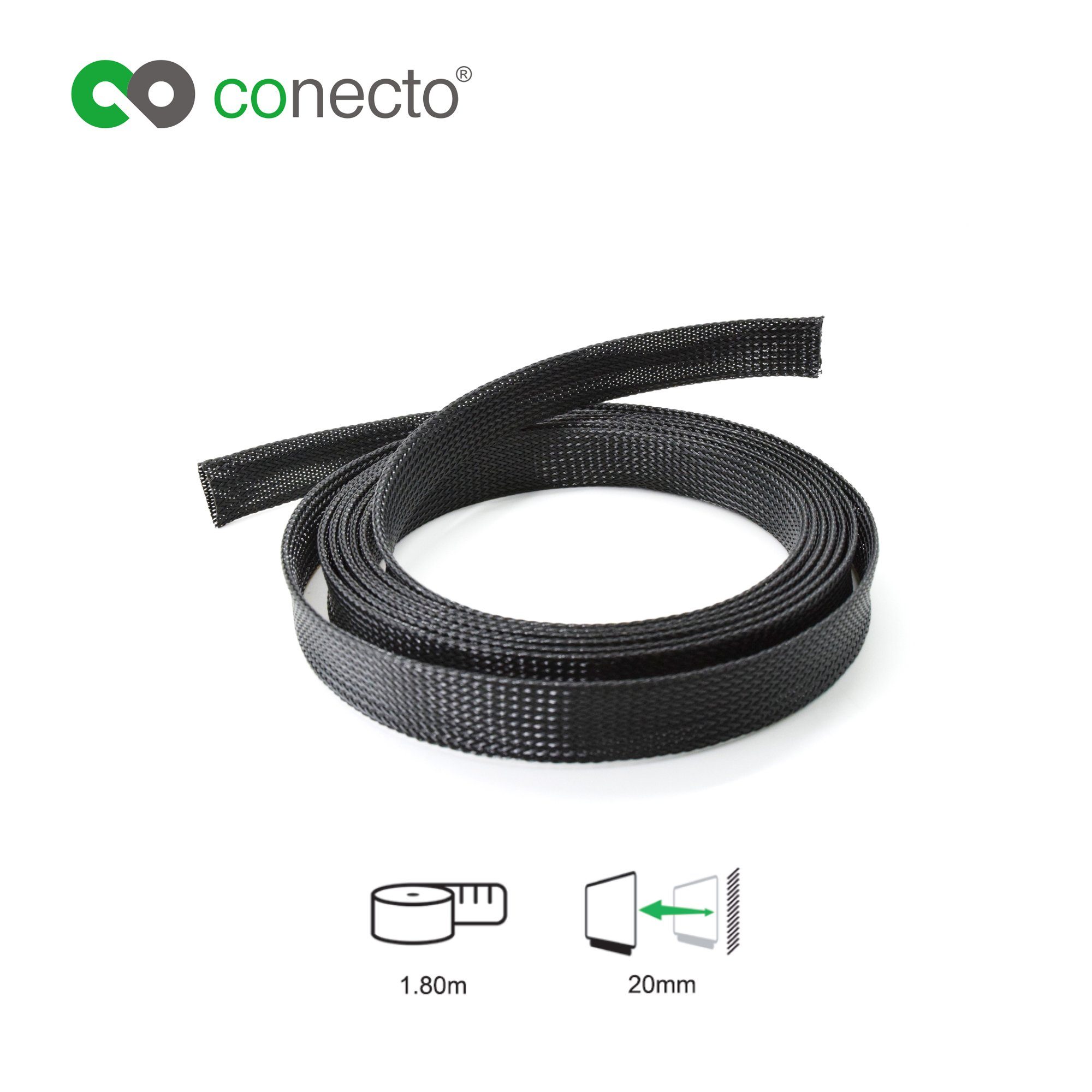 conecto Geflechtschlauch conecto CC50323 Universeller Polyester-Kabelschlauch, selbst zusammenz