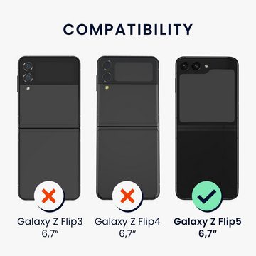 kwmobile Handyhülle Shockproof Handyhülle für Samsung Galaxy Z Flip5 Hülle, Stoßfestes Smartphone Case mit Fingerring aus Metall