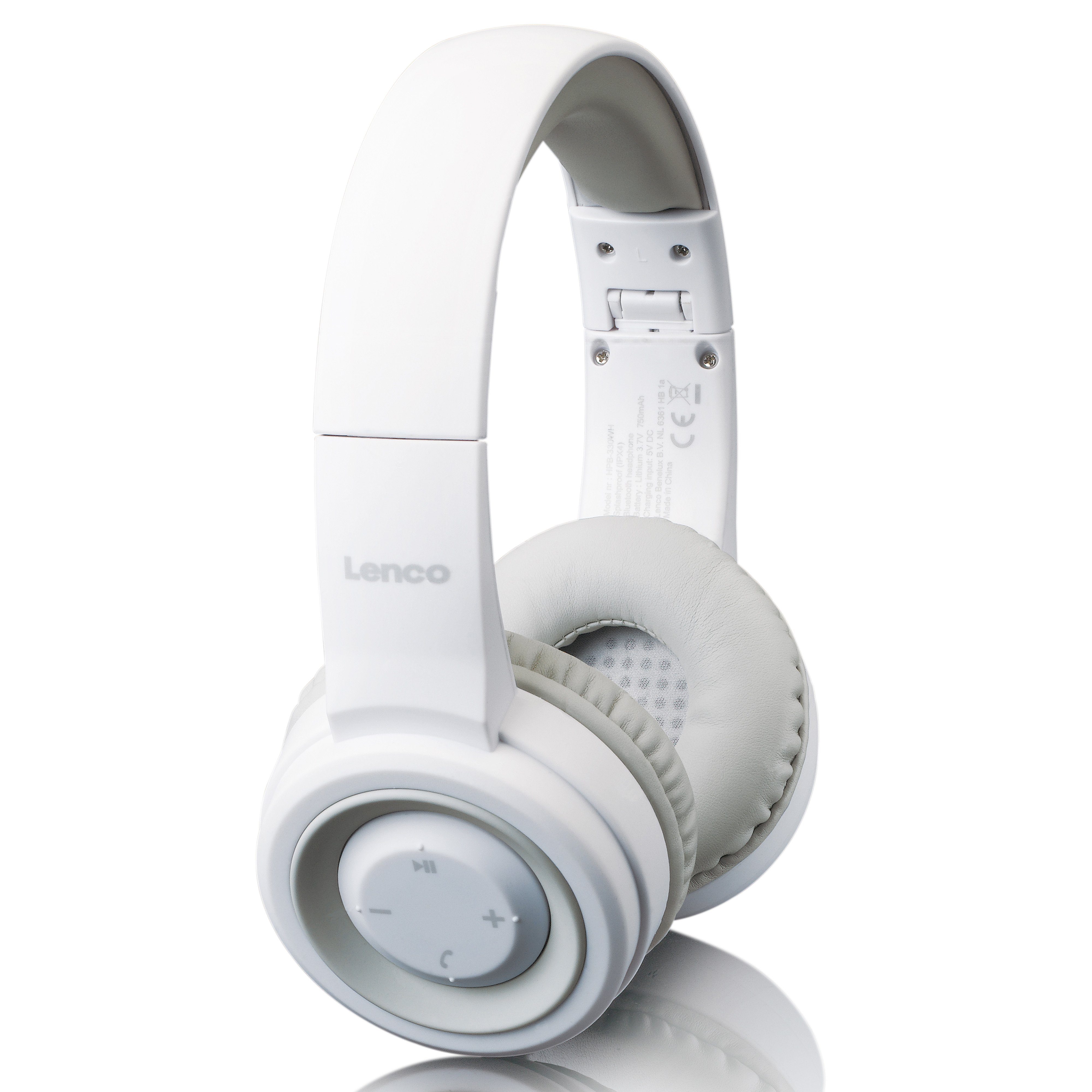 Lenco HPB-330 Bluetooth-Kopfhörer (66 Stunden Komfortabler Musikgenuss, IPX4 Geschützt, in Weiß/Schwarz)