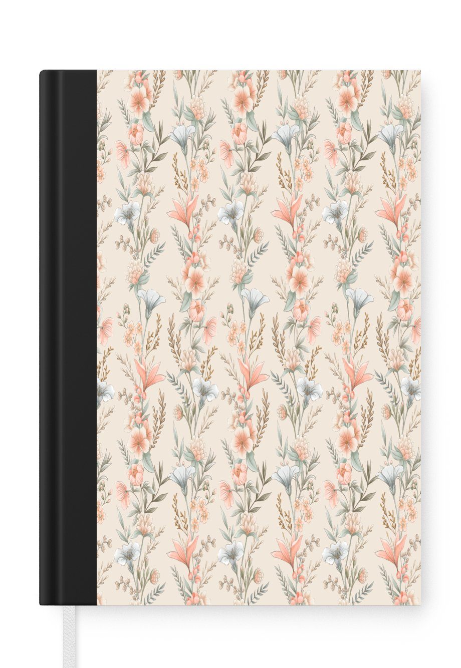 MuchoWow Notizbuch Blumen - Vintage - Muster, Journal, Merkzettel, Tagebuch, Notizheft, A5, 98 Seiten, Haushaltsbuch | Notizbücher