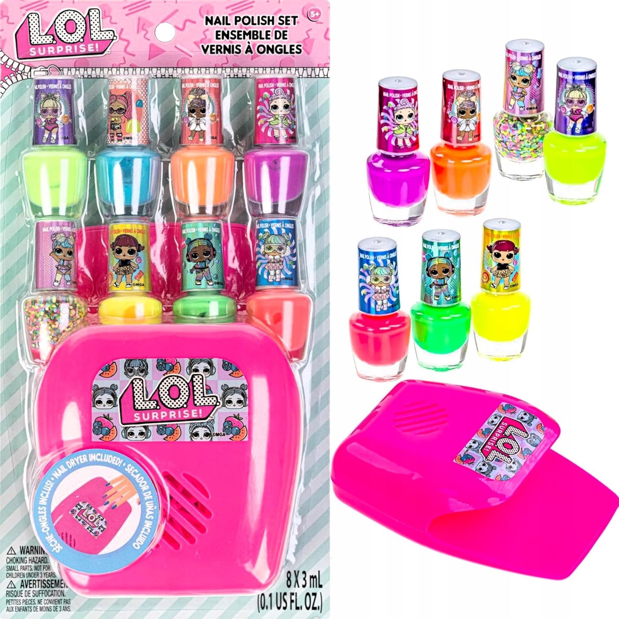 L.O.L. SURPRISE! Nagellack L.O.L. Surprise Nagelset mit 8 farbenfrohen Lacken & Nageltrockner, 8-tlg.