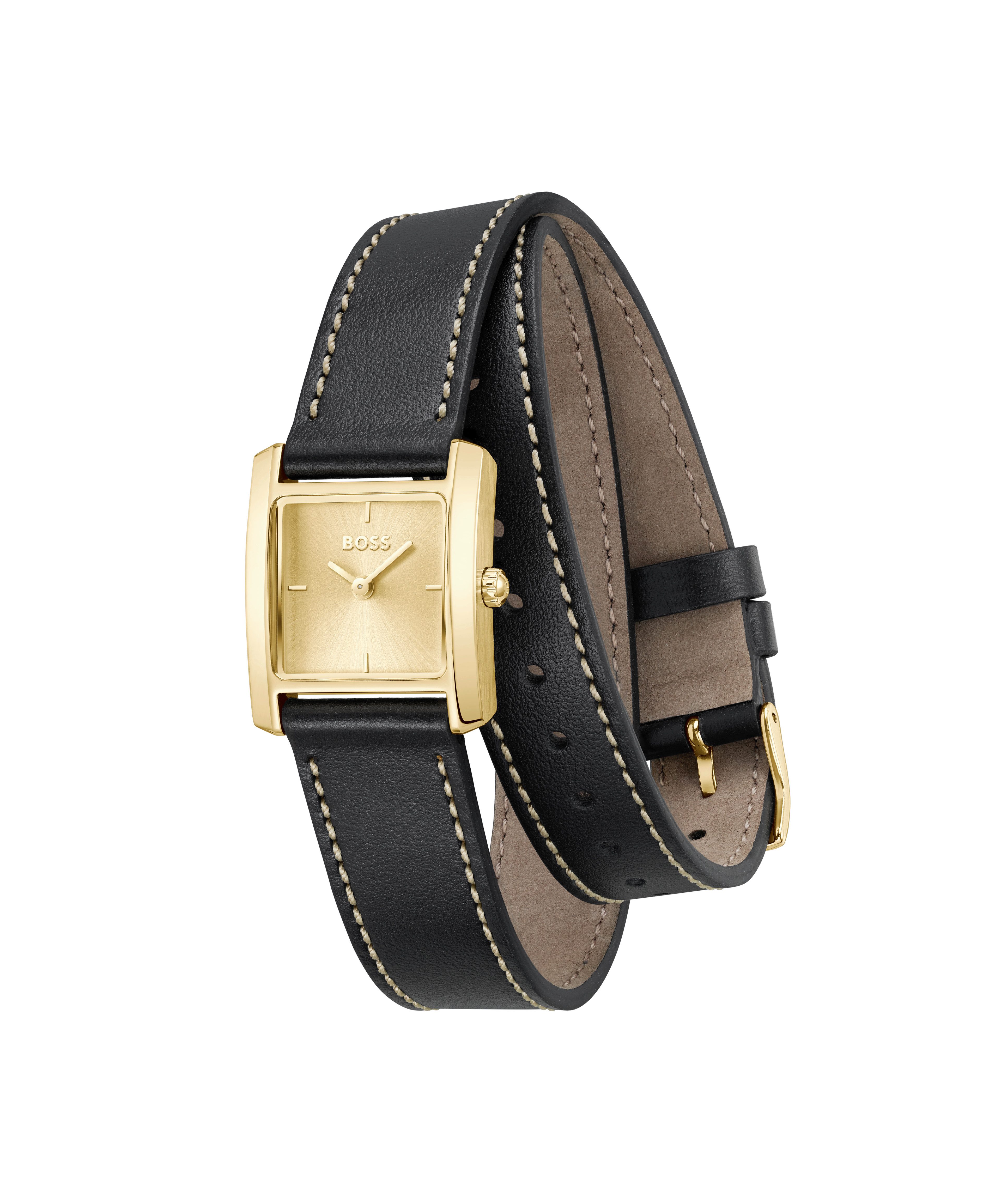 BOSS Quarzuhr LUCY 1502880, Armbanduhr, Damenuhr, Lederarmband, analog