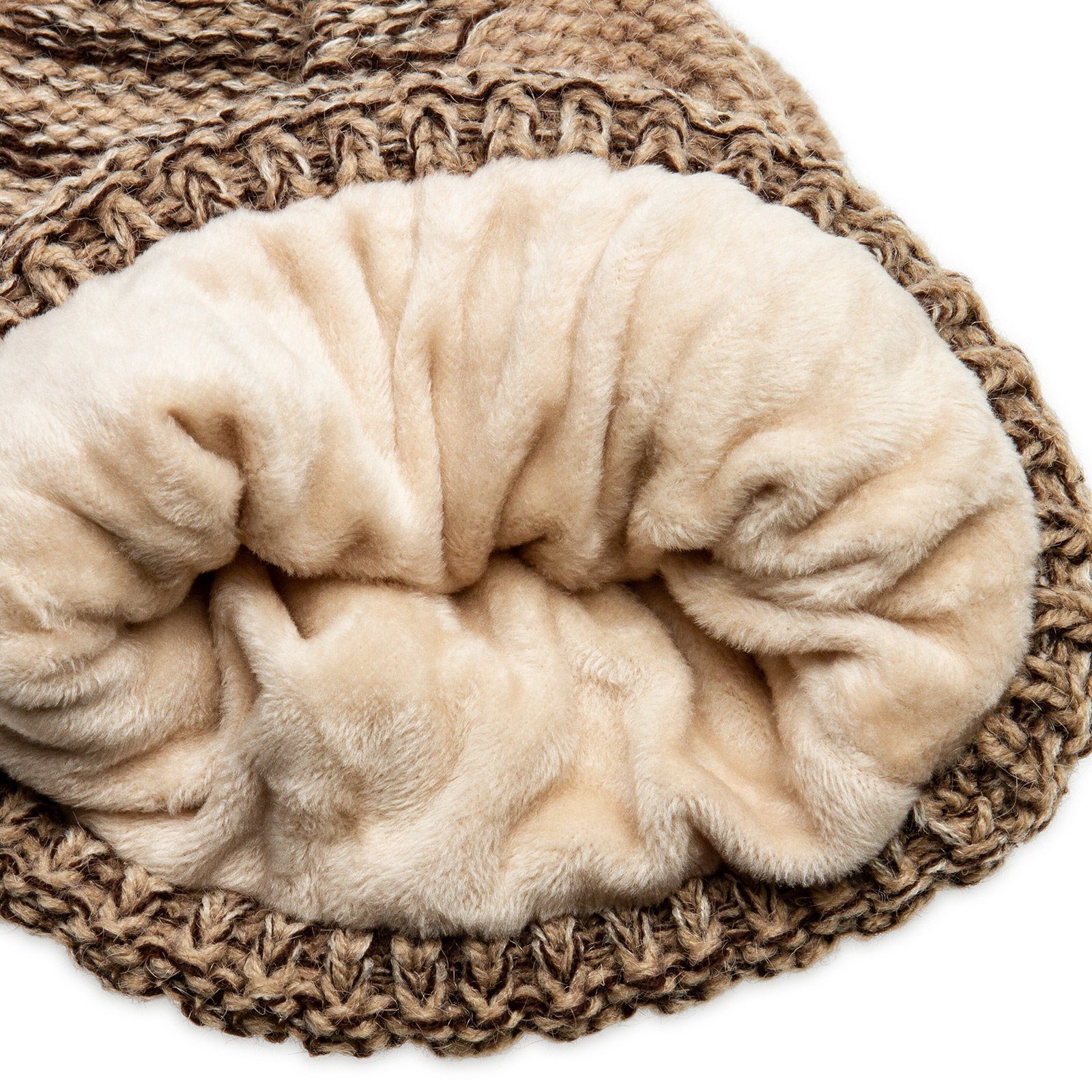 Caspar Bommelmütze MU200 gefütterte Damen Winter Strickmütze mit XL Bommel günstig online kaufen