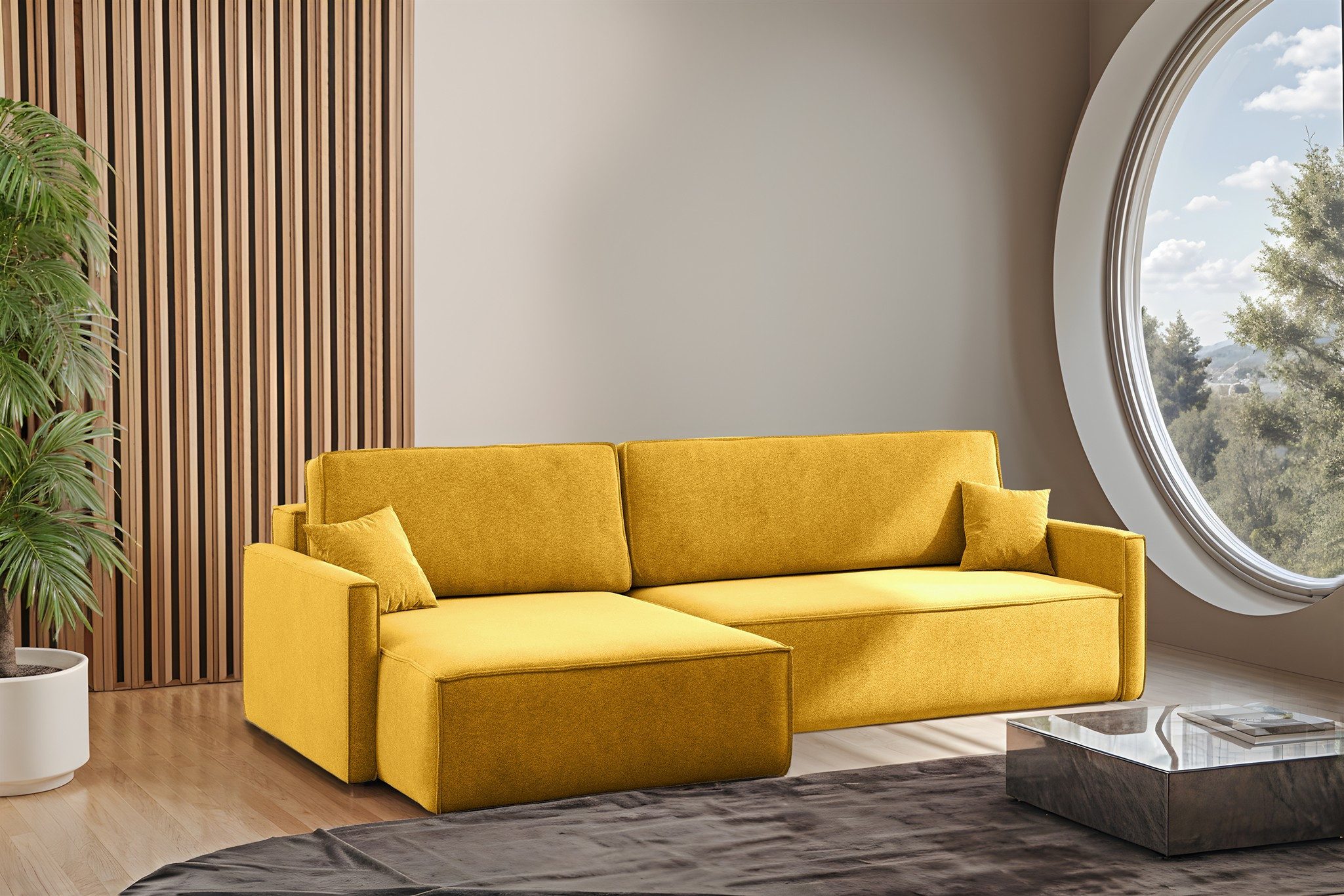 Fun Möbel Ecksofa Schlafsofa Sofa LOUIS in Stoff, inkl. 2 Zierkissen, Inkl. Bettkasten