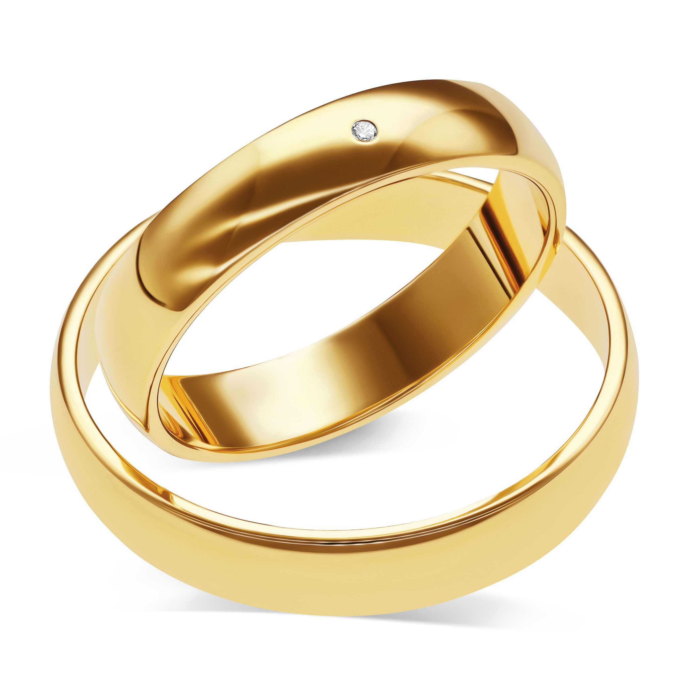 mosa & co. Trauring mit Gravur Classic Gold 585 mit 4mm Breite & Diamant im Paarpreis (Eheringe, 2-tlg., 2 Trauringe)