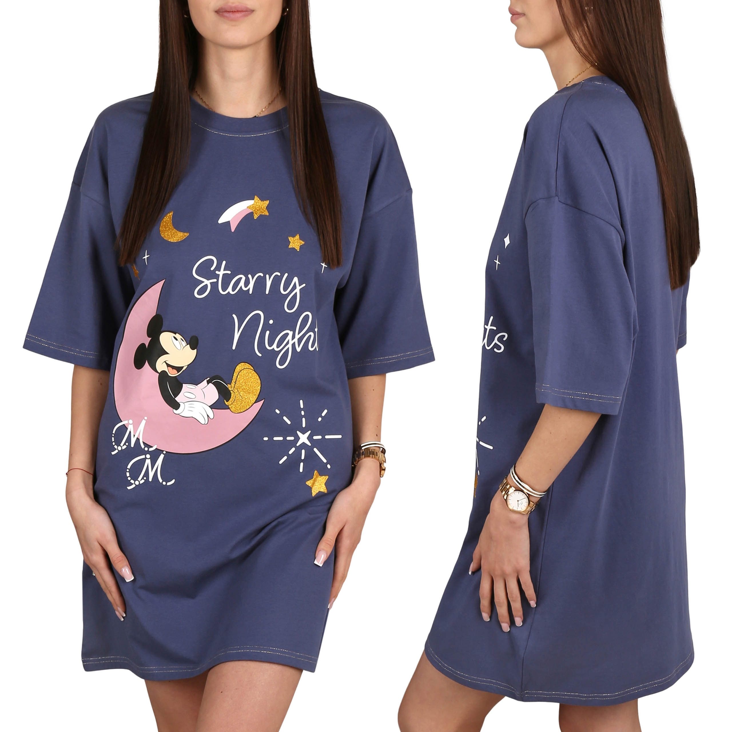 Nachthemd DISNEY Mickey Mouse Damen-Nachthemd, 100% Baumwolle, Schlafshirt