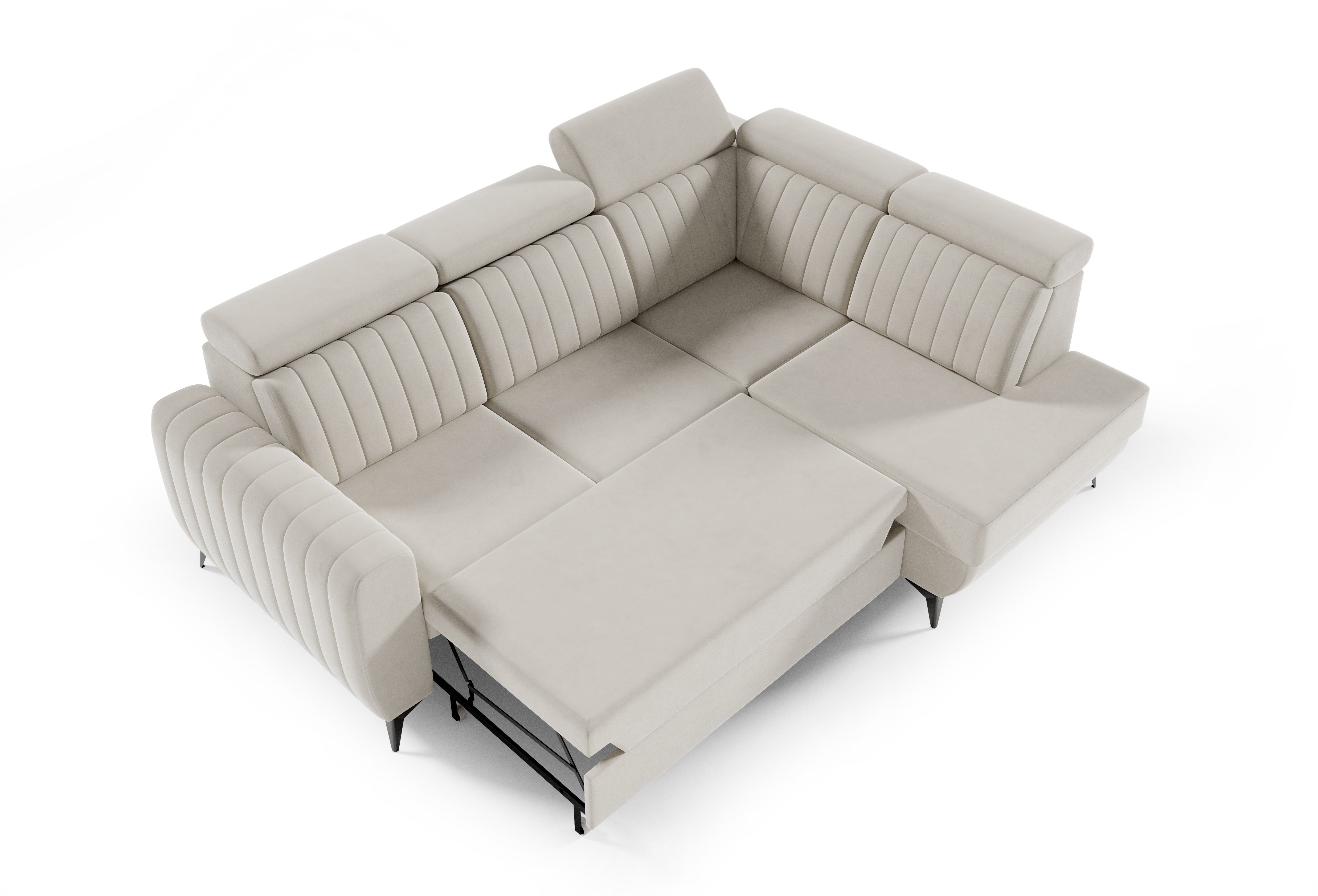 MOEBLO Ecksofa MOSTA II, für Bettkasten und (BxHxT): Sofa Sofagarnitur Verstellbaren cm, mit L-Form Couch Kopfstützen- Wohnlandschaft, 268x93/109x204 Eckcouch Schlaffunktion Schlafsofa Wohnzimmer
