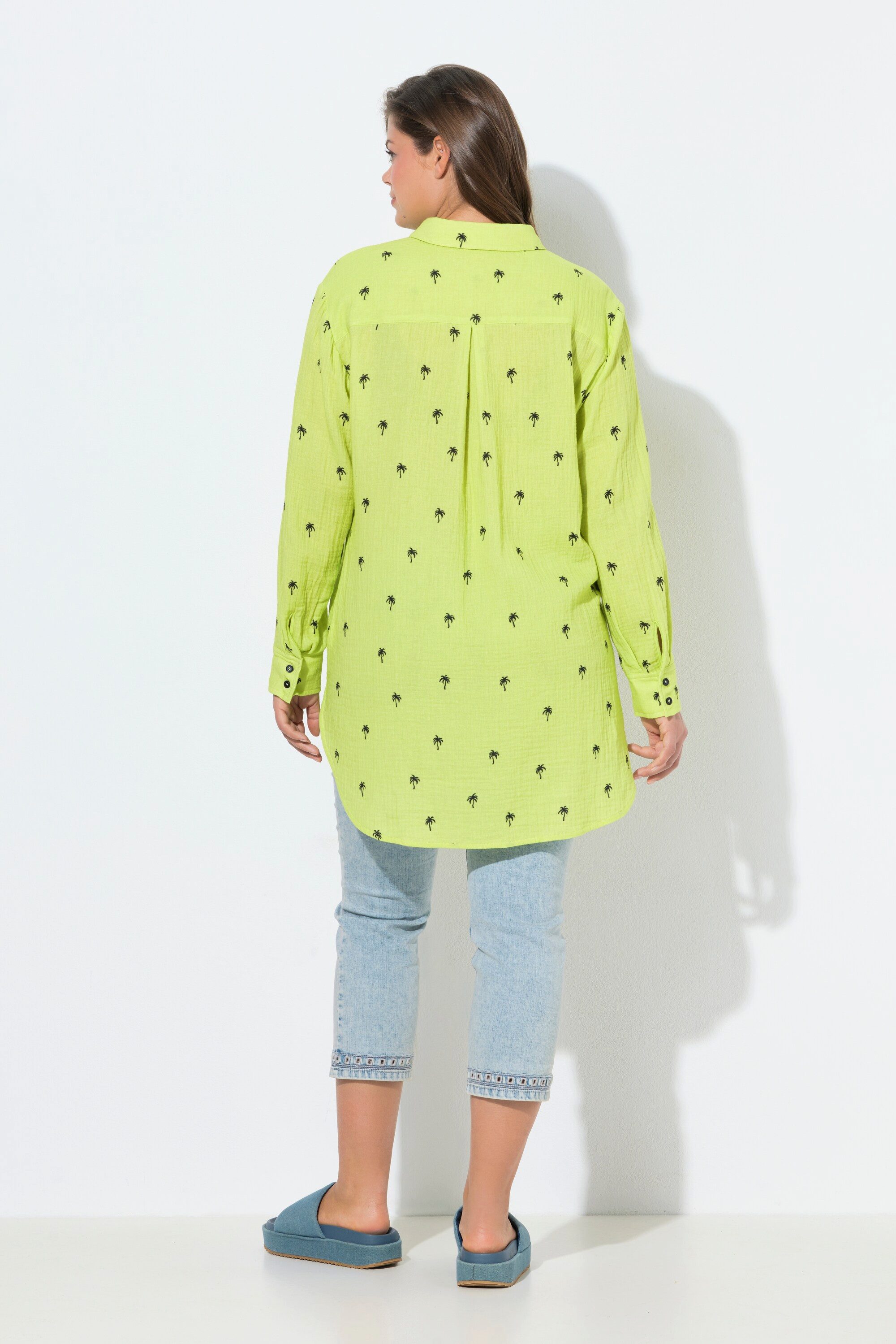 Laurasøn Hemdbluse Musselin-Longbluse Langarm Print