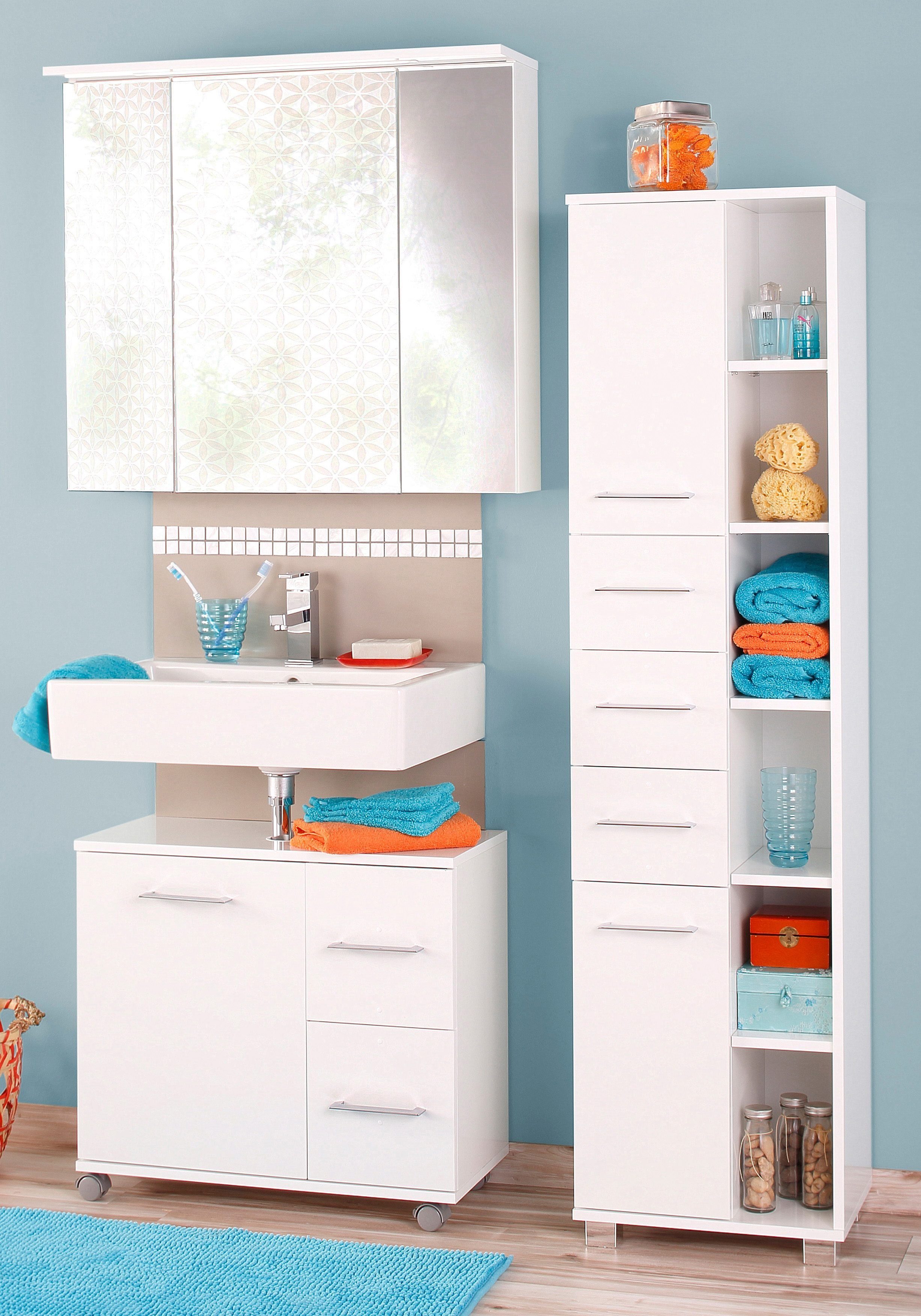 Schildmeyer Spiegelschrank Profil 16 made in Germany Breite 80 cm, 3-türig, LED-Beleuchtung, Schalter-/Steckdosenbox
