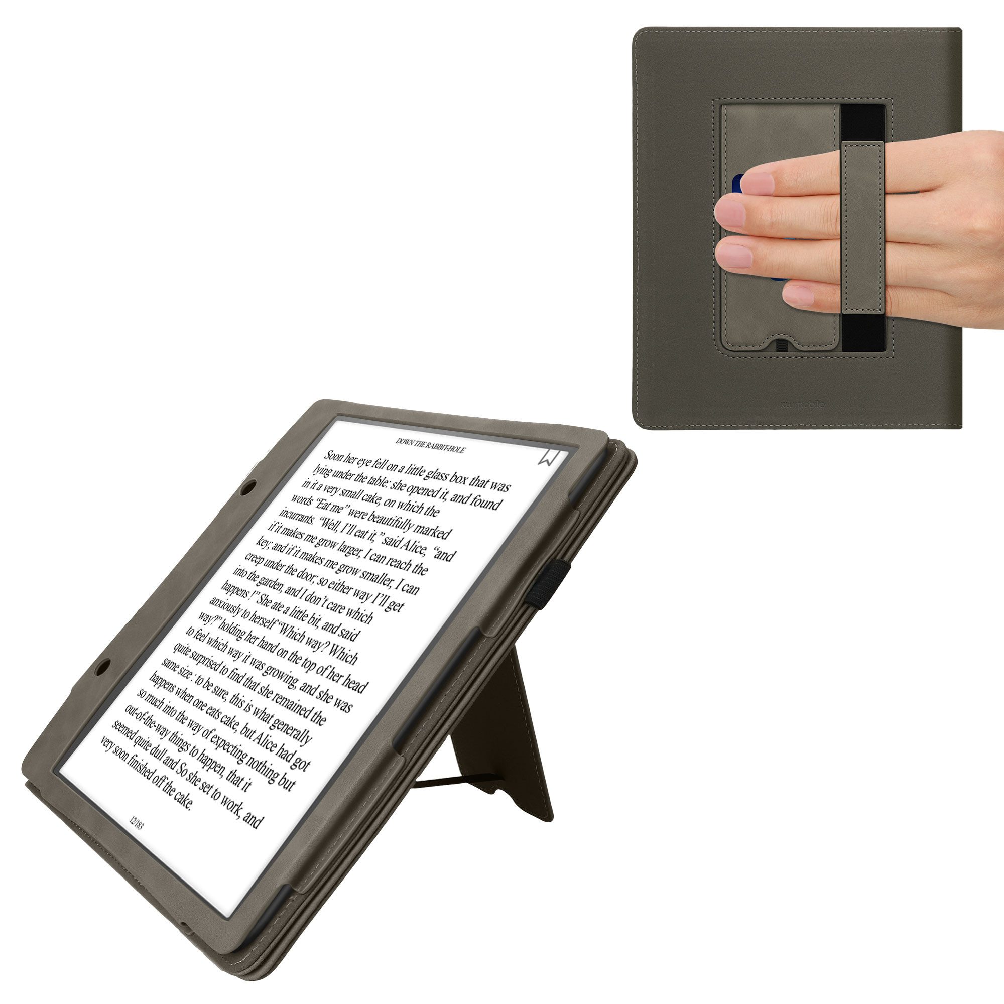 kwmobile E-Reader-Hülle Schutzhülle für Amazon Kindle Scribe (2022/2024), Handschlaufe - Cover Herz Brush Design