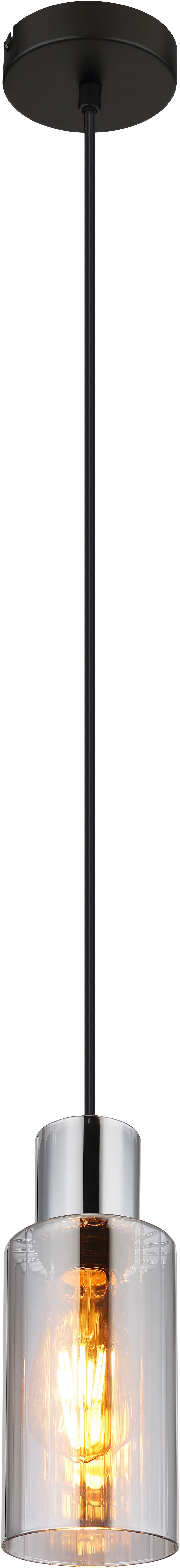 GLOBO LIGHTING Hängeleuchte LIDARIA, ohne Leuchtmittel, Hängelampe schwarz Glas rauchfarben Wohnzimmer Esszimmer