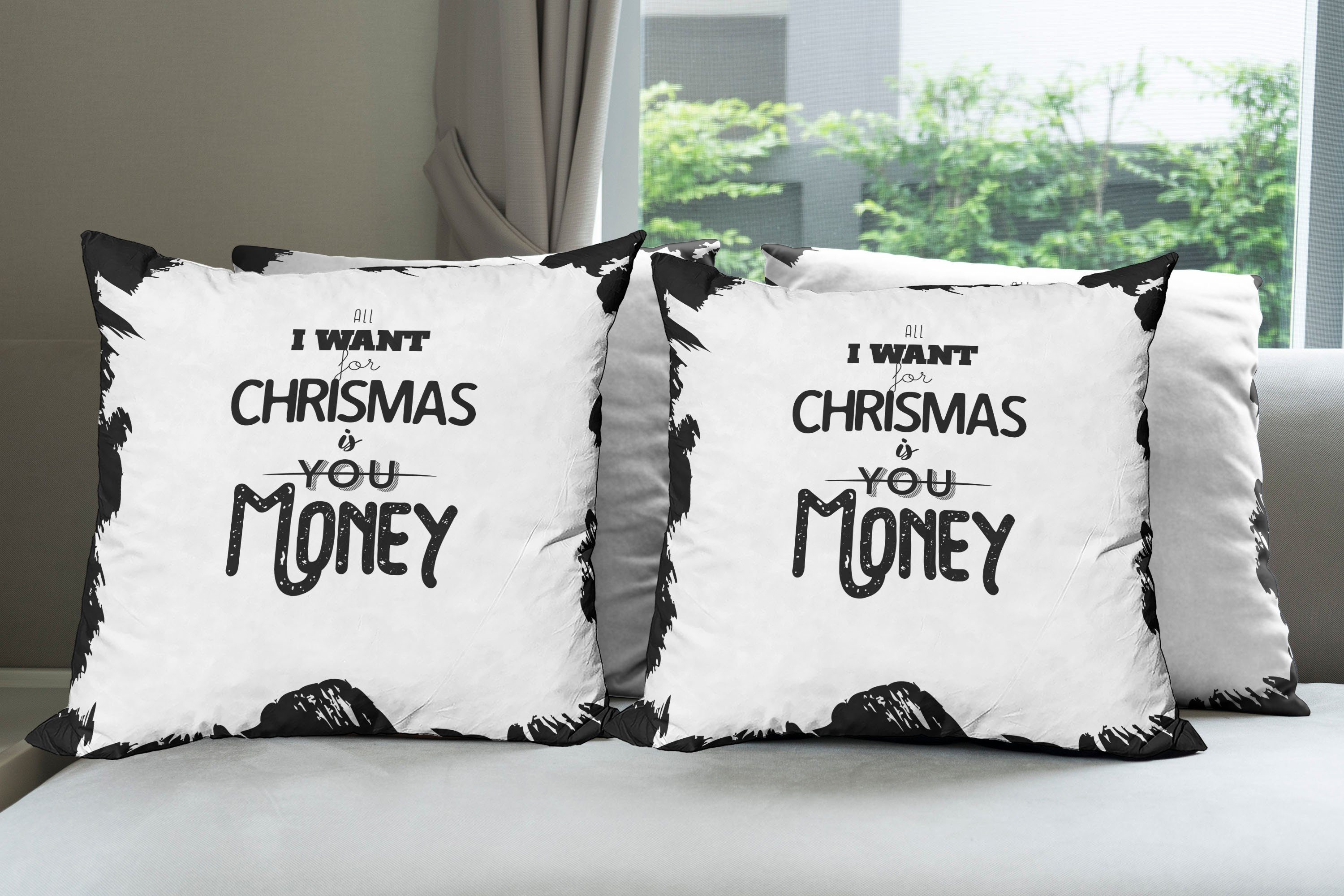 Abakuhaus Doppelseitiger Stück), Modern Kissenbezüge Wörter mit Lustig Digitaldruck, (4 Weihnachten Humorvoll Accent