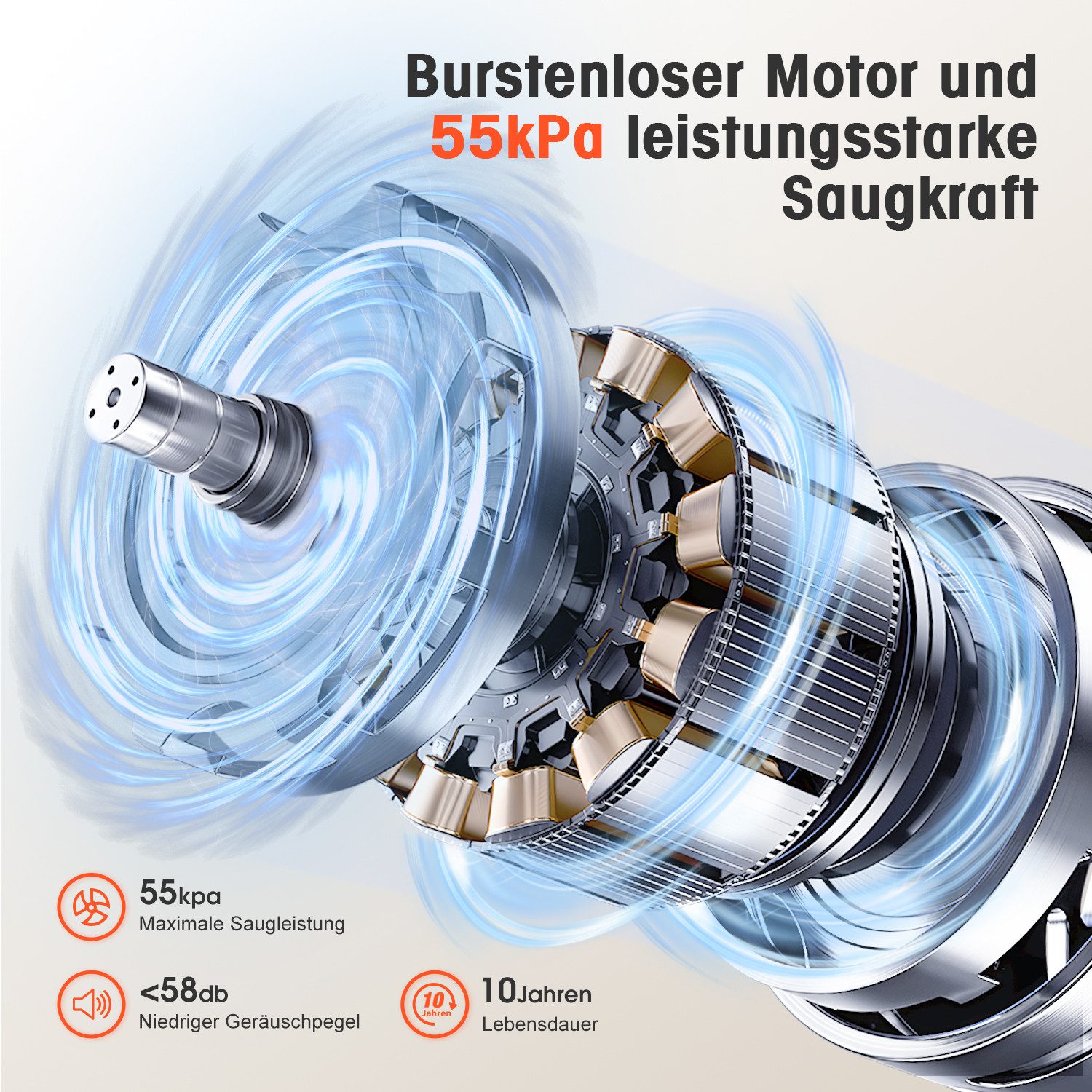 Adormii Akku-Hand-und Stielstaubsauger Akku staubsauger 80000Pa/70Min, Staubsauger Kabellos HEPA*4, 8-stufiges Filtersystem,LED und V-förmige Anti-Tangle-Bürste, Smartes LED-Display,50dB leise,für Teppich,Hartböden&Tierhaare