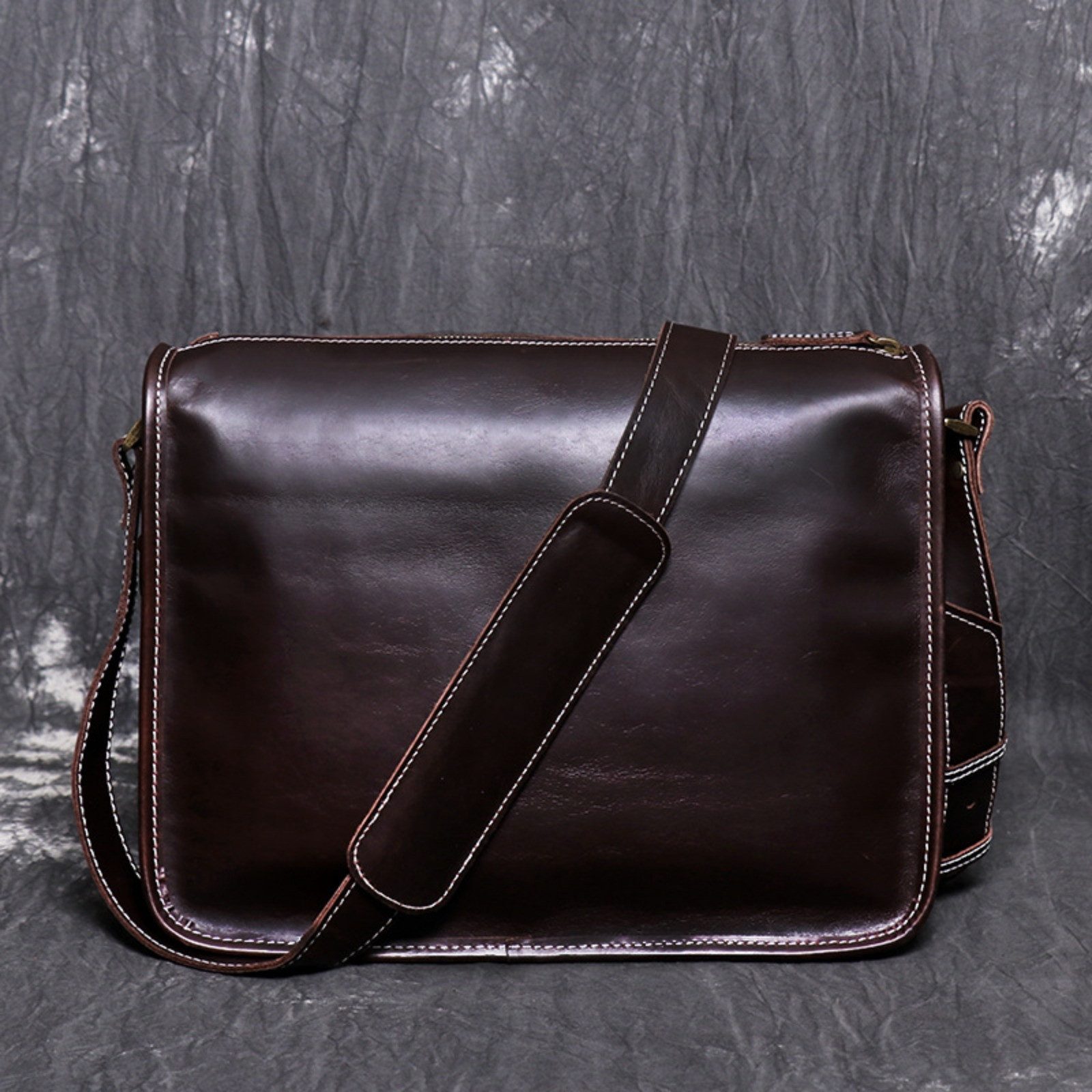 Umhängetasche Herren Leder Messenger Bag Crossbody Laptop Tasche Umhängetasche
