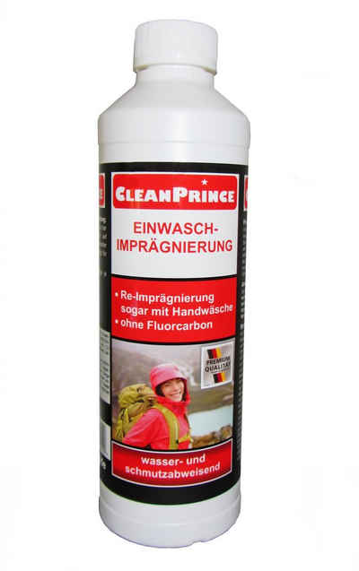 CleanPrince Einwaschimprägnierung Imprägnierung per Hand oder Waschmaschine Imprägnierspray, für Textilien, Wasser- und Schmutzabweisung