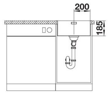 Blanco Edelstahlspüle SOLIS 400-IF, eckig, 44/44 cm, (1 St), zum wechselseitigen Einbau geeignet