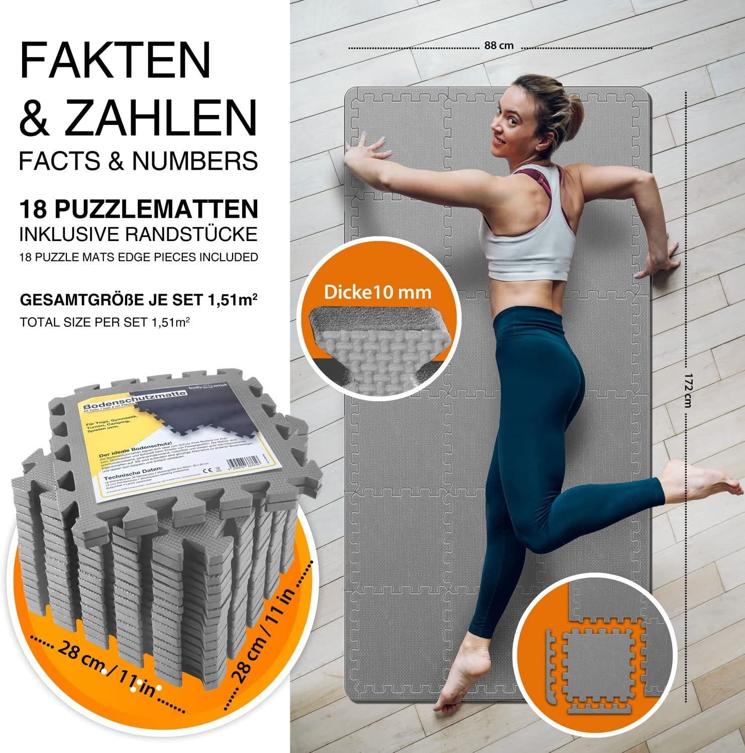 Body & Mind Bodenschutzmatte Sport m² 54-St., XXL Trainingsmatte Fitnessmatte, ca. Puzzlematte, Set, 2