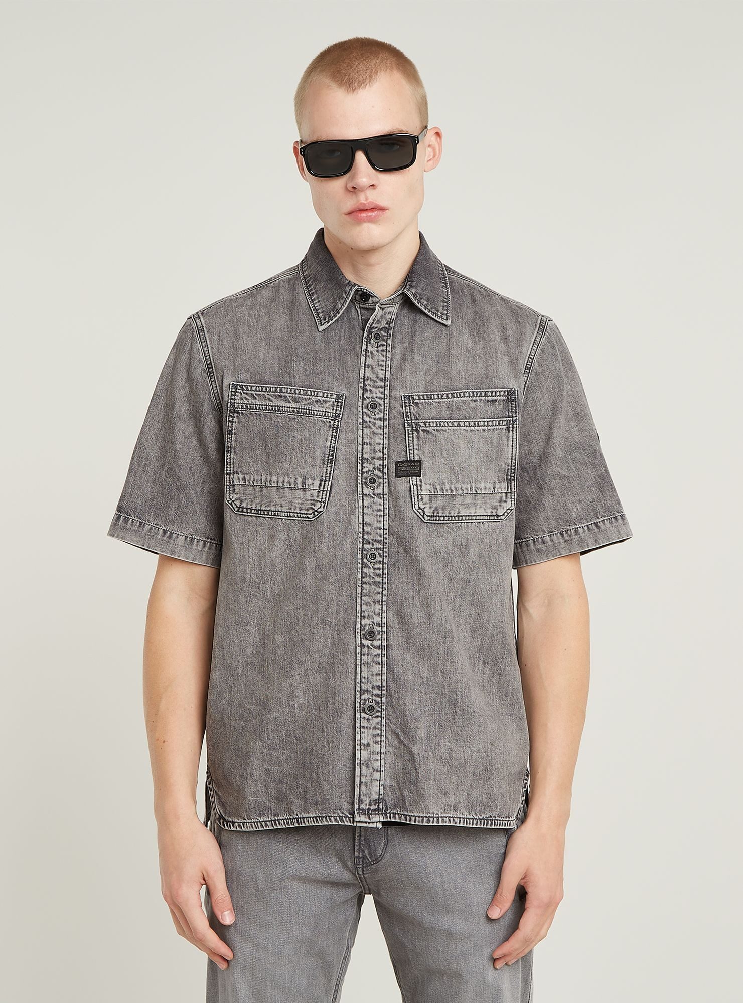 G-STAR Langarmshirt Slanted Double Pocket Regular Hemd