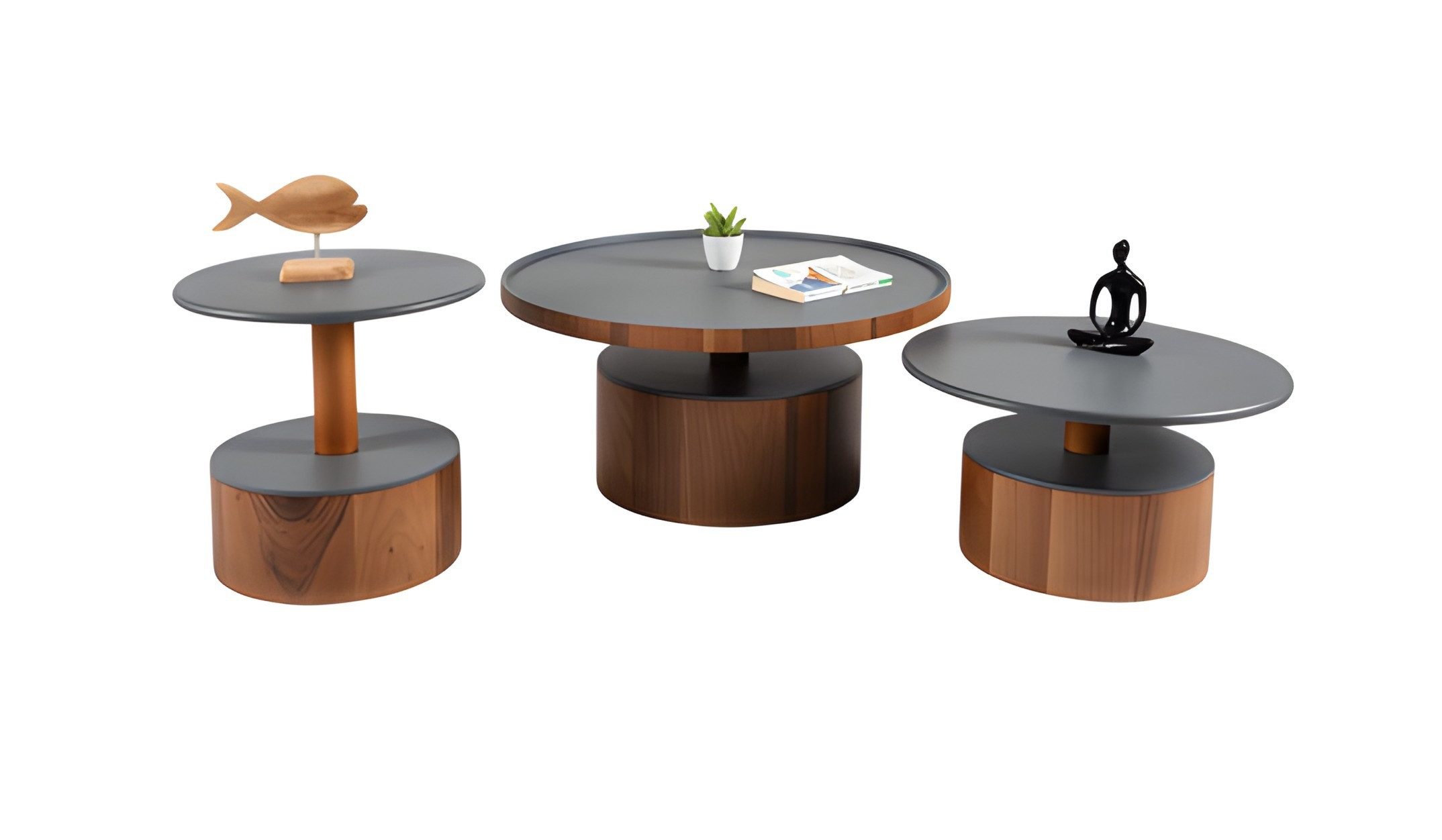 JVmoebel Satztisch Stilvoller 3tlg. Beistelltisch in Grau - Moderner Wohnzimmertisch (Couchtisch, Beistelltisch 1), Made in Europe