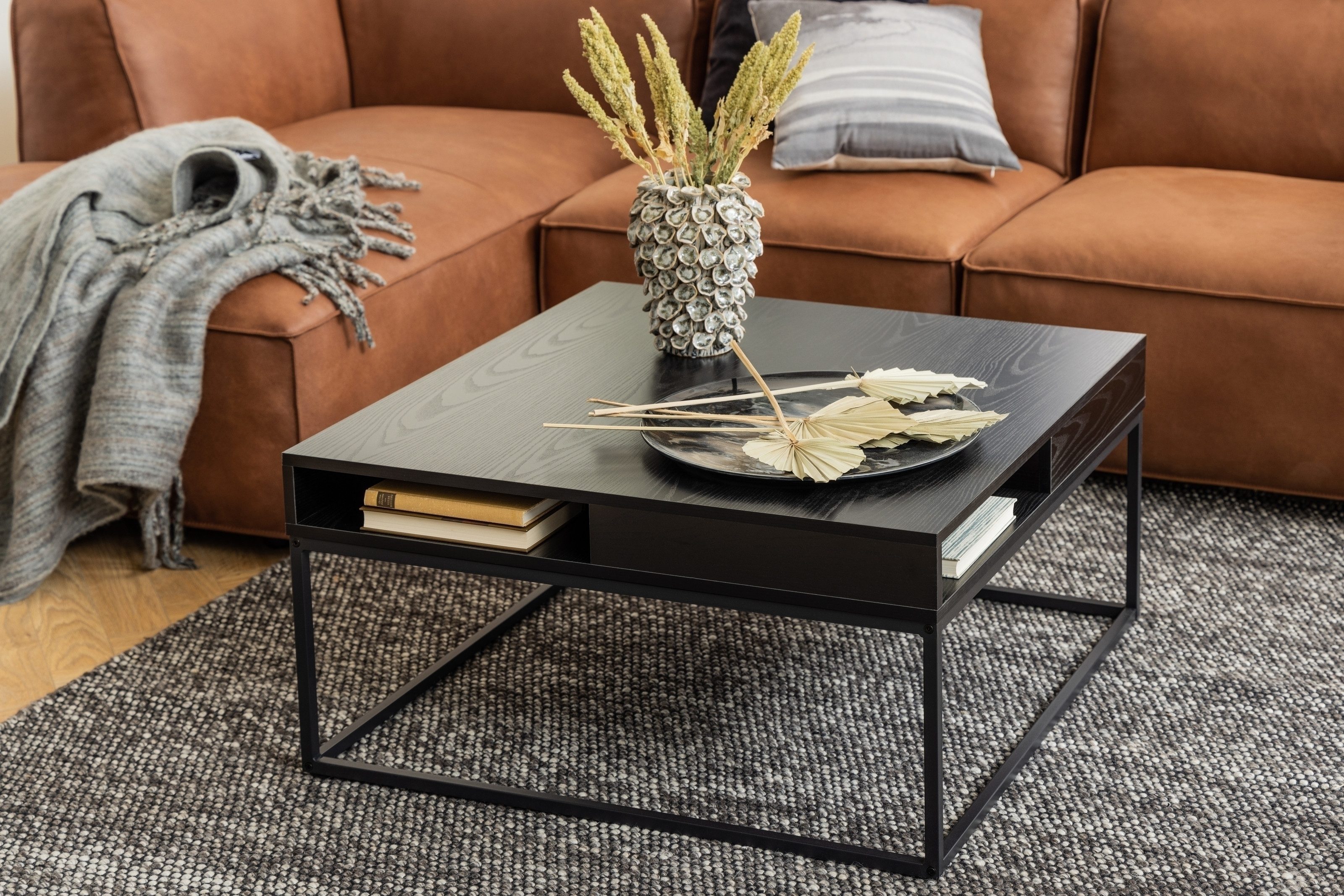 freiraum Couchtisch Willford, in schwarz, MDF, Stahl