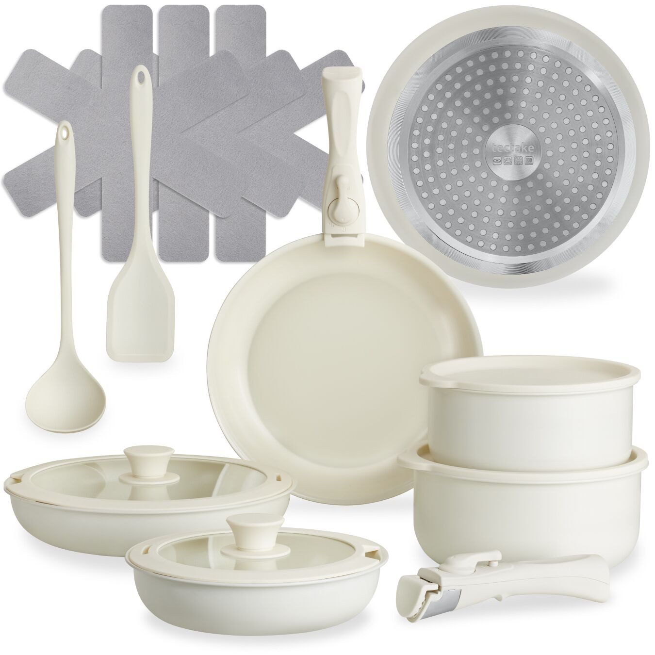 tectake Topf-Set Kochtopfset, Aluminium (Komplettset, 16-tlg), 16-teilig, für Induktion geeignet