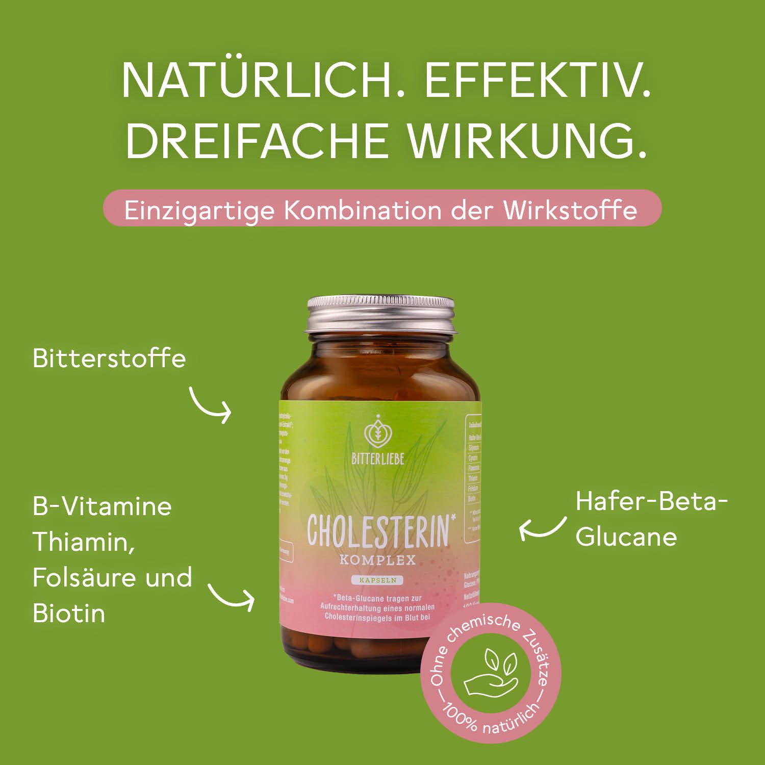 BitterLIebe - Cholesterin Komplex - Kombination aus Bitterstoffen & Beta-Glucane - Kapseln