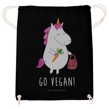 Mr. & Mrs. Panda Sporttasche Einhorn Vegan - Schwarz - Geschenk, Einhörner, Pegasus, Einhorn Deko, (1-tlg), Weiche Kordel