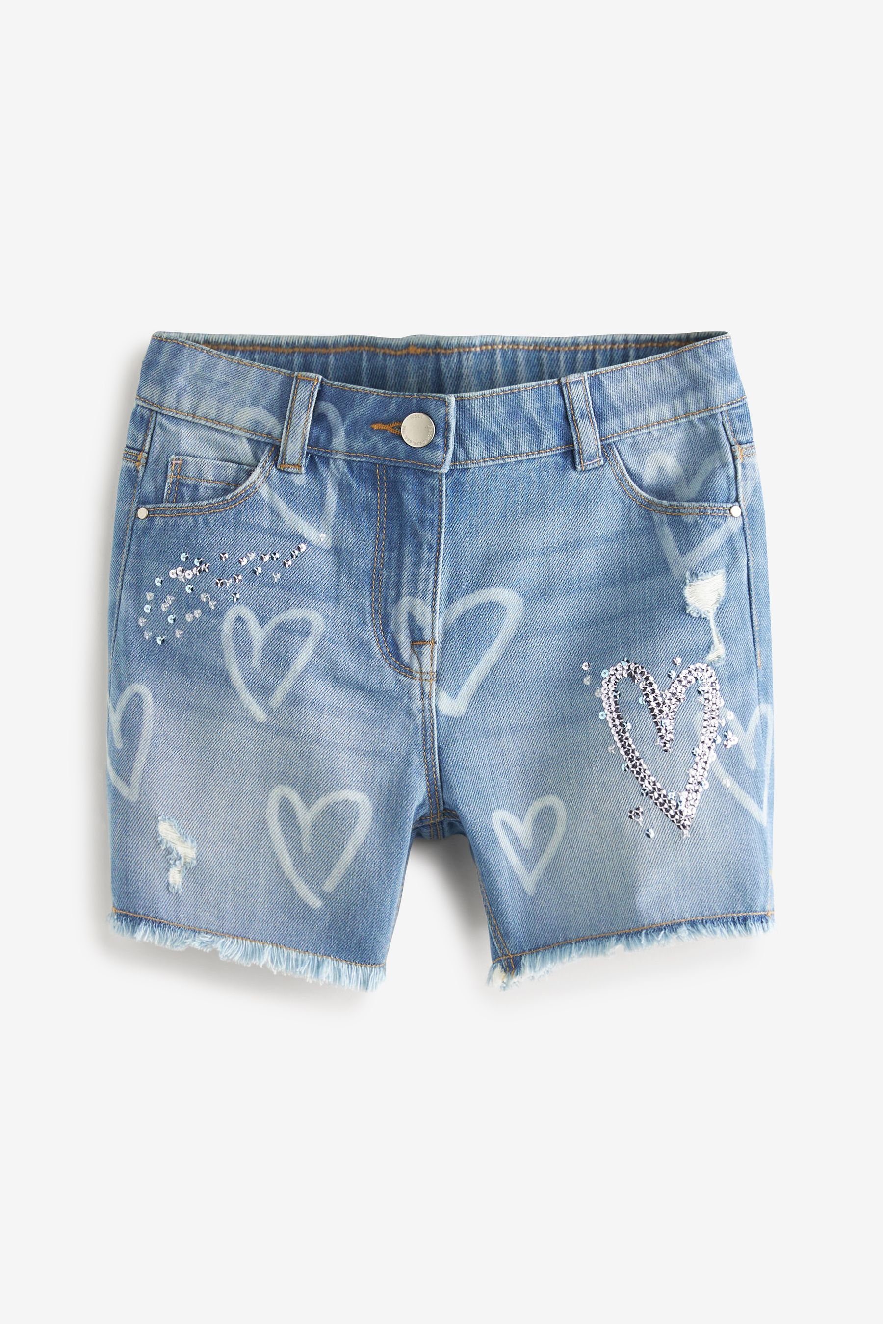 (1-tlg) Next Fransensaum mit Denim-Shorts Jeansshorts