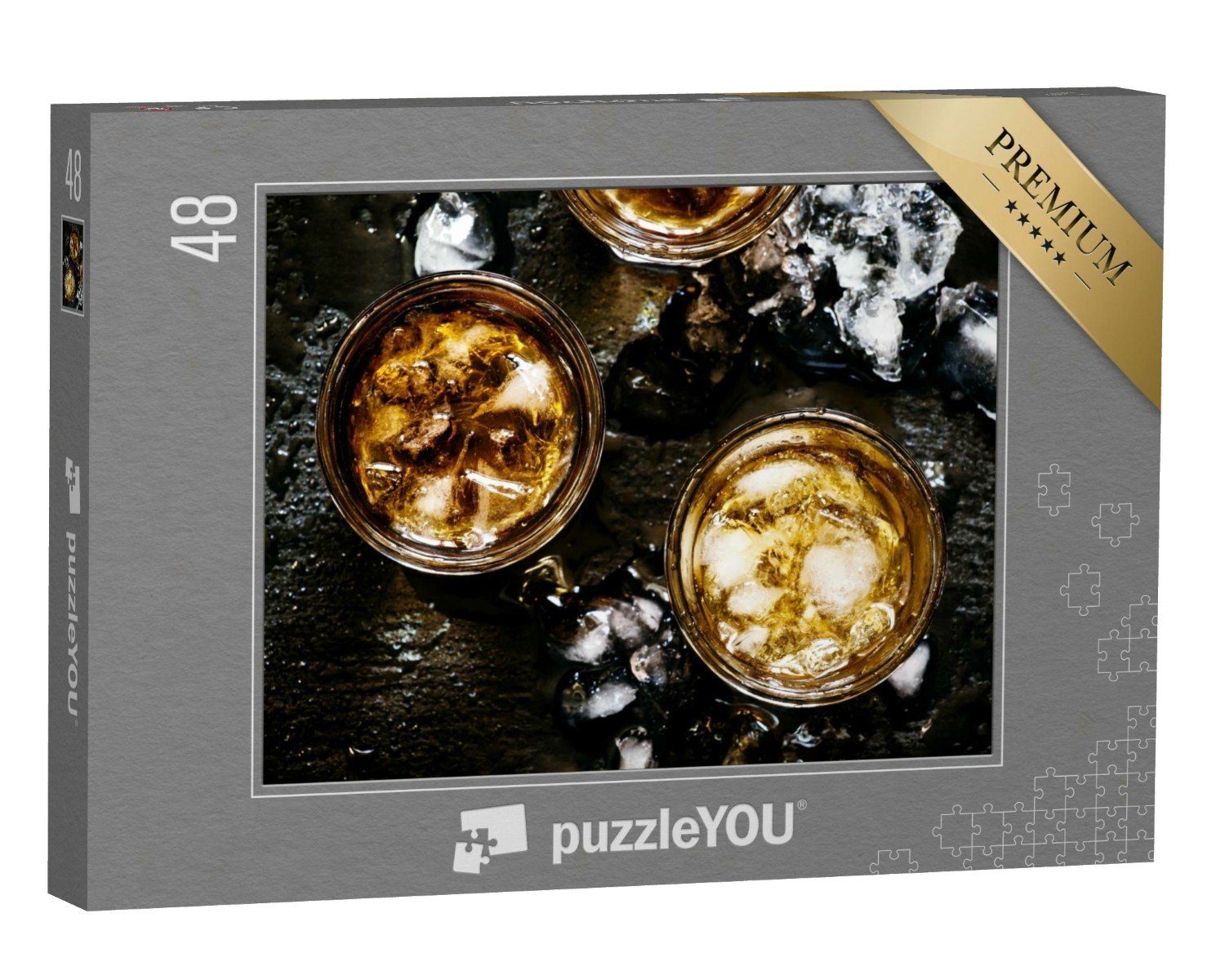 puzzleYOU Puzzle Whiskey mit zerstoßenem Eis auf einem Stein, 48  Puzzleteile, puzzleYOU-Kollektionen Whisky