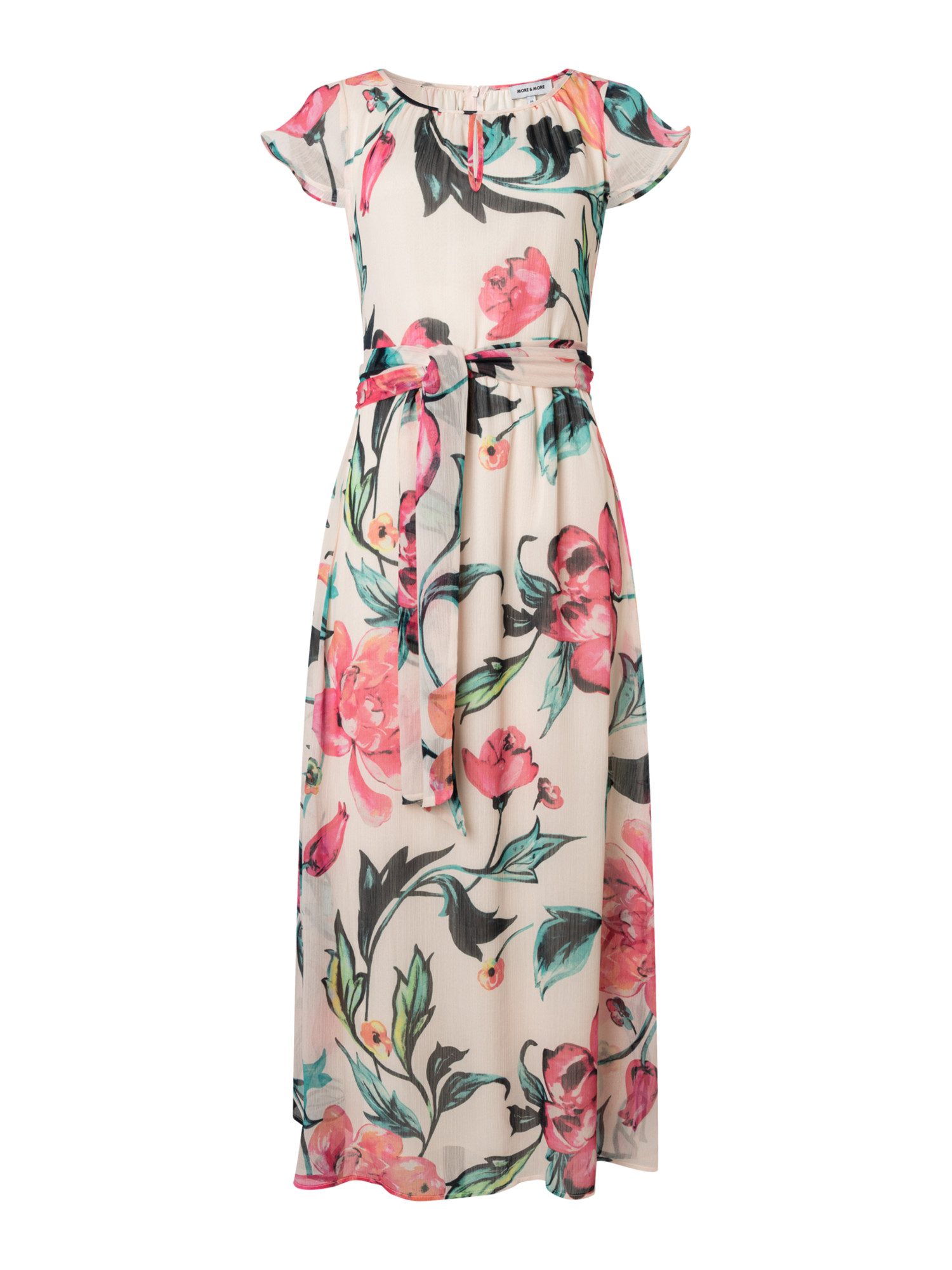 MORE&MORE Blusenkleid feminines, fließendes Maxikleid, Flowers