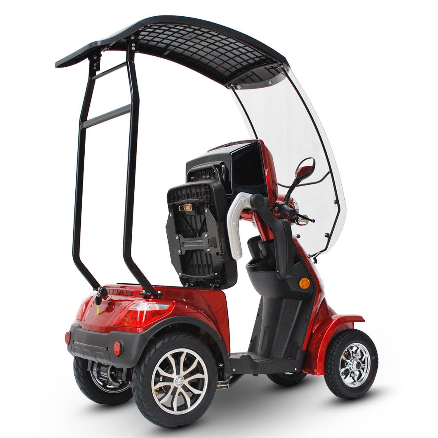 ECO ENGEL Elektromobil E-Scooter 4 Räder ECO ENGEL 510 Rot, 25 km/h mit Dach, Topcase und Dach