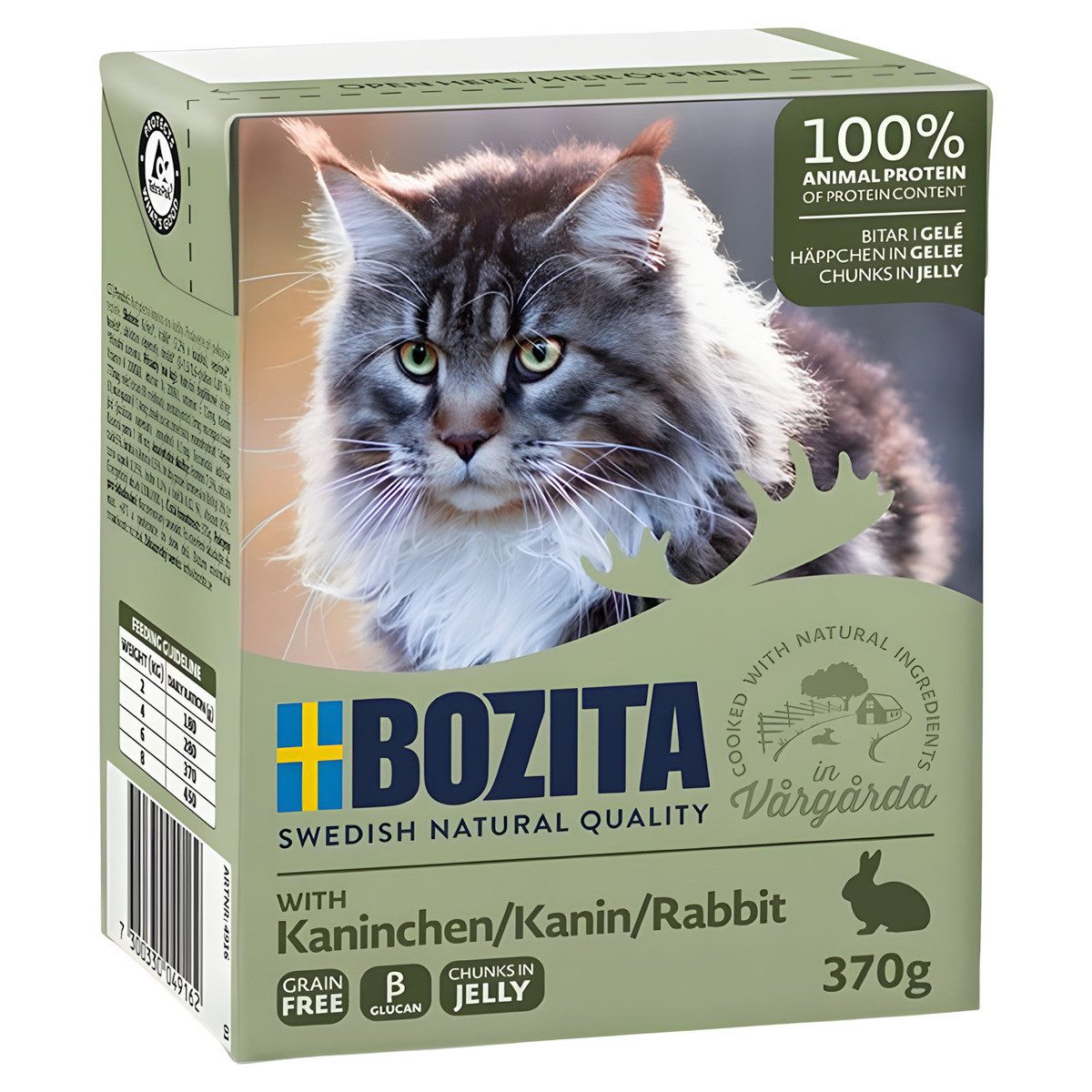 Bozita Häppchen in Gelee mit Kaninchen 370 g - 6 Stück, Nassfutter für: Katze