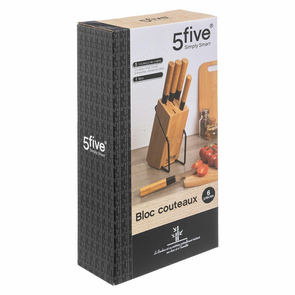 5five Simply Smart Messerblock Bamboo 6-tlg. (6tlg), bestückt