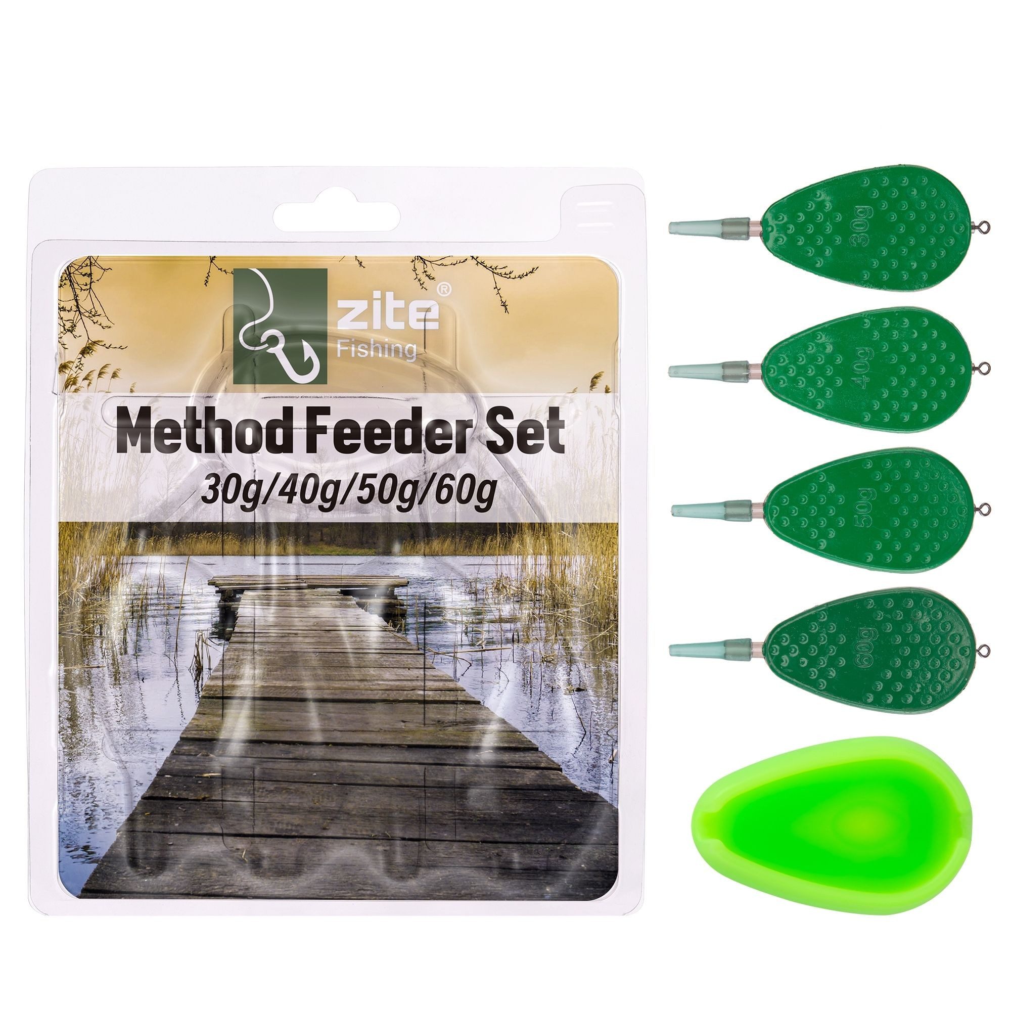 Zite Feederkorb Method Feeder Set 4 Feeder 30-60g mit Form Grundangeln Friedfisch