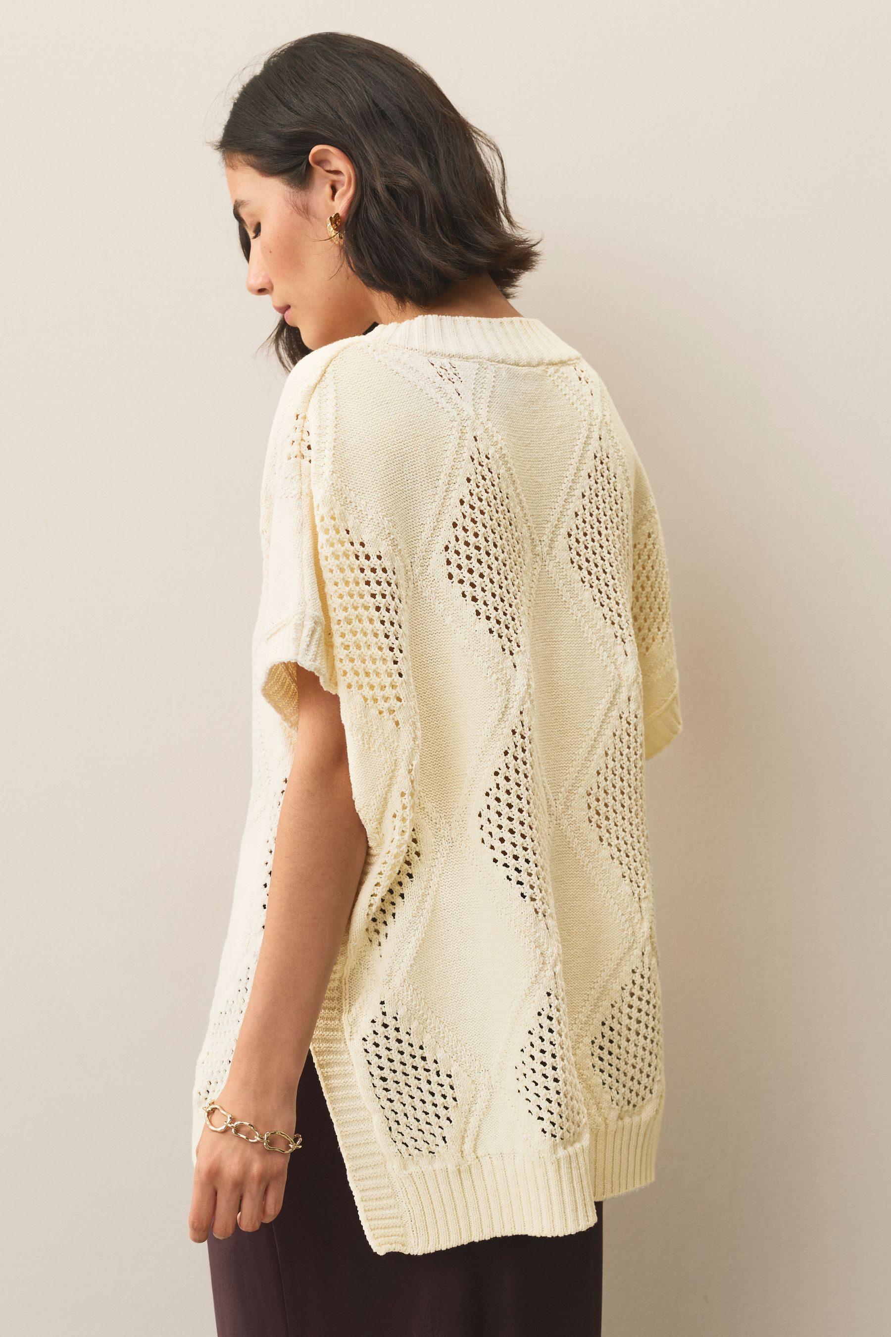 Next Strickpullover Strickponcho mit Argylemuster (1-tlg)
